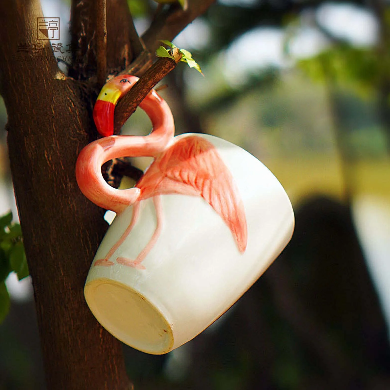 XINGYU Kubek z flamingiem ceramiczny kubek do kawy gładki porcelanowy kubek ręcznie wykonany kubek do herbaty kubek do kawy z uchwytem 3D zwierzę Boże Narodzenie prezent urodzinowy