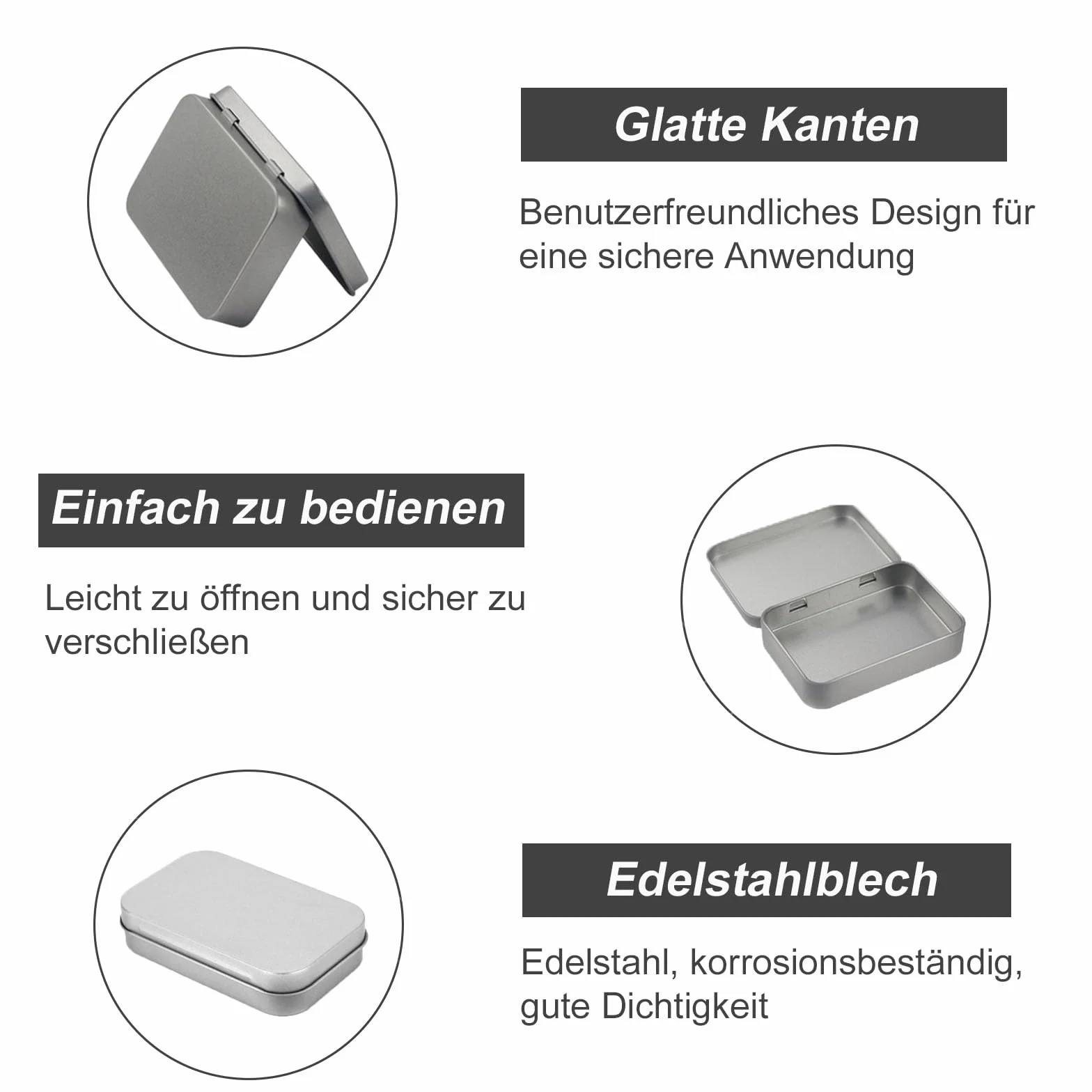 LATRAT 8 szt. srebrnych metalowych puszek, puszka na tytoń, zestaw survivalowy, puszka na tabletki, puszka na mydło, puszka metalowa, pudełko na cukierki, kolor srebrny
