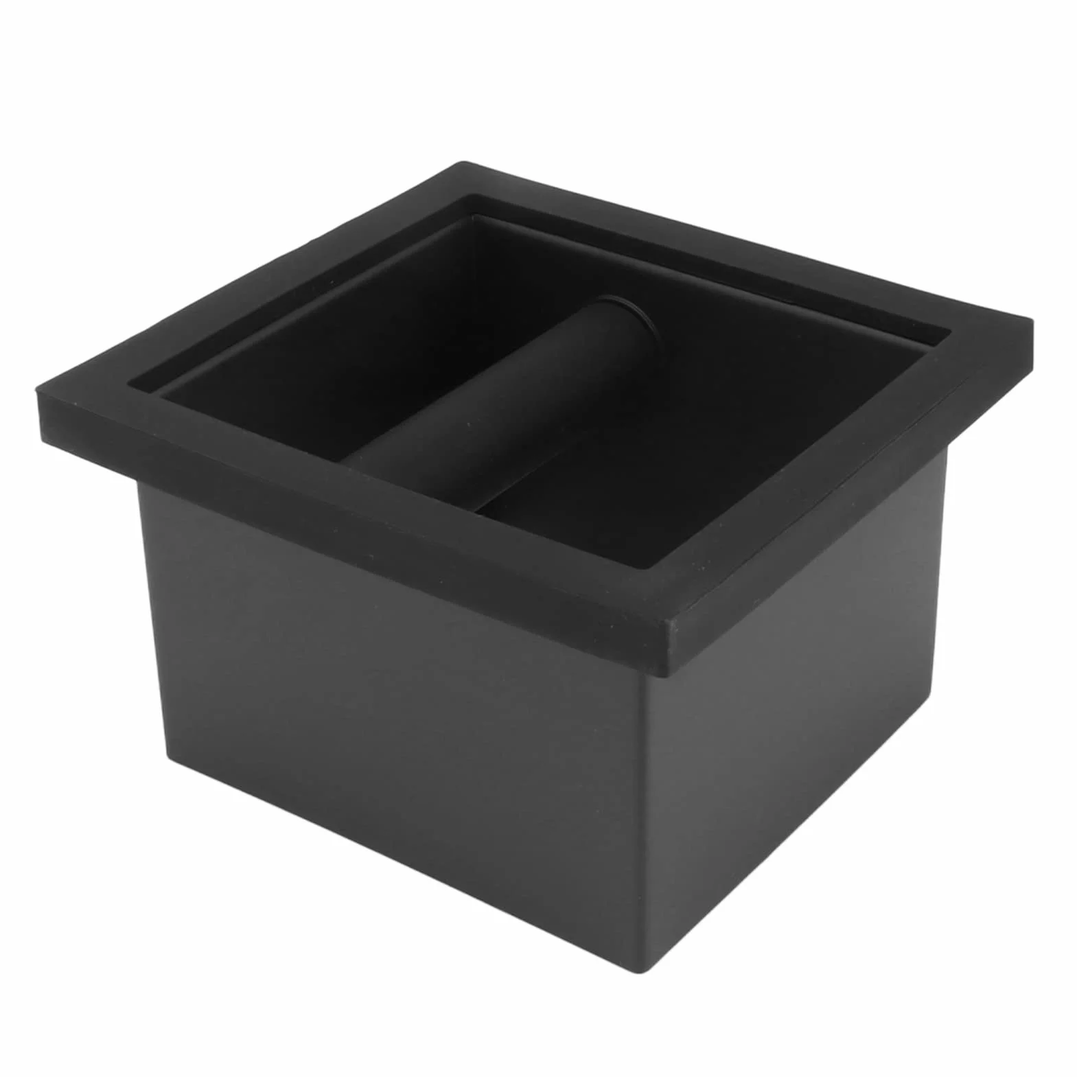 Pudełko na mieloną kawę Kwadratowe, bez dna, czarne gumowe pudełko ze stali PTFE do kawiarni, kawiarni, domowych kuchni, biur
