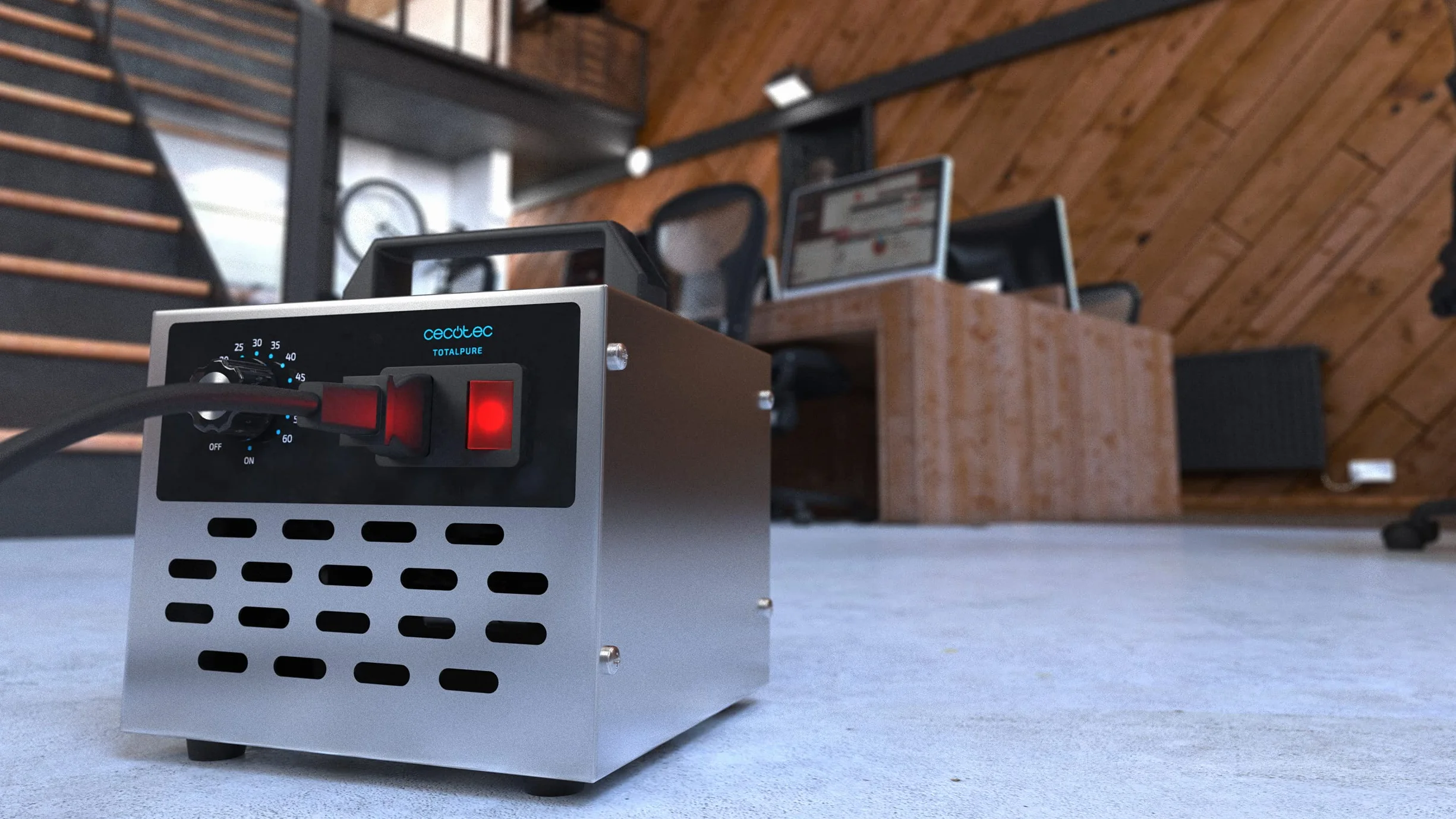 Cecotec Generator ozonu TotalPure 4000 Light Ozone. Moc 120 W, czyszczenie 28 g/h, timer, automatyczne wyłączanie, pokrycie do 100 m², łatwa obsługa, łatwy transport