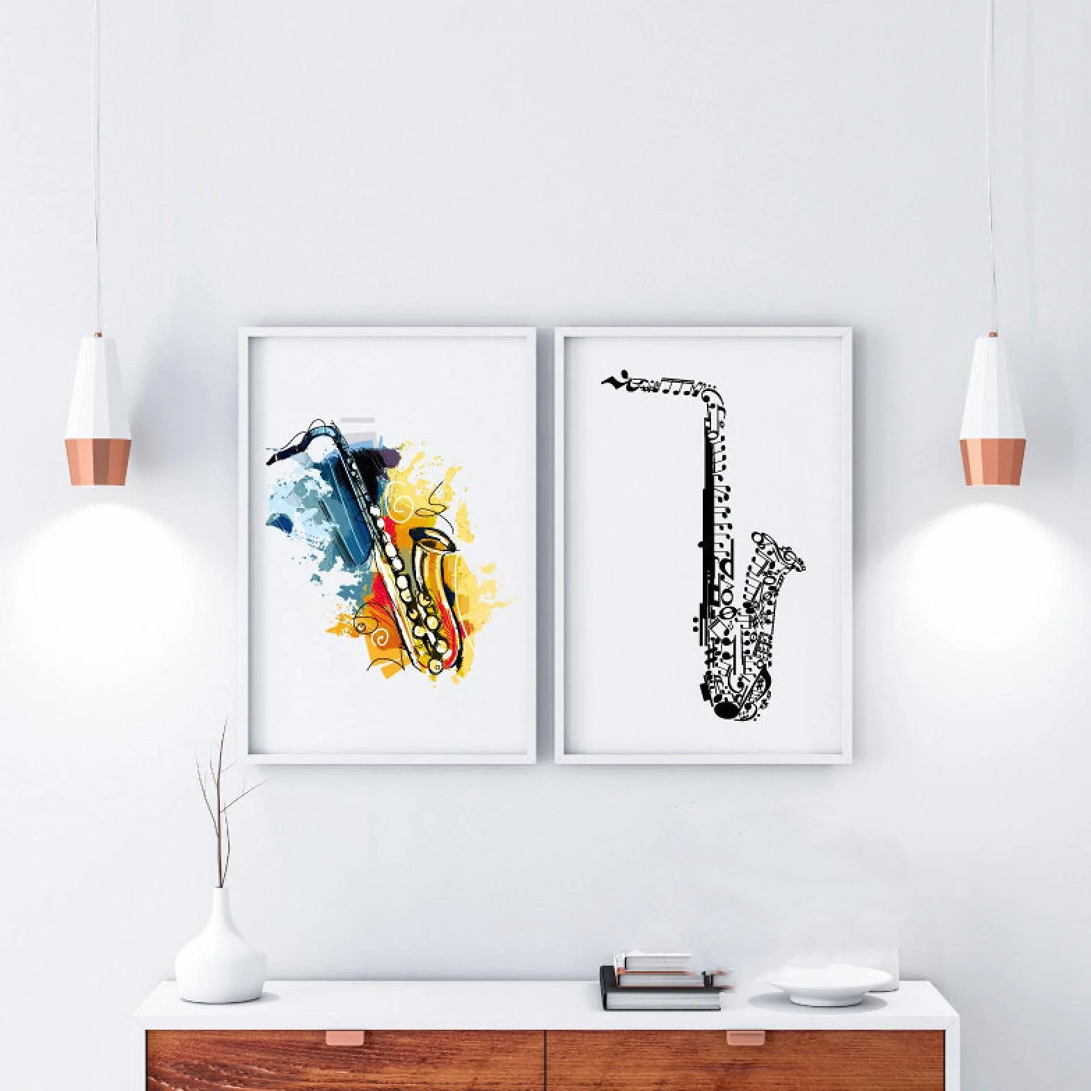Instrument muzyczny saksofon jazz muzyka obraz na płótnie zdjęcia na ścianie vintage plakat dekoracyjny wystrój domu obrus 60 x 90 cm x 2 bez ramki