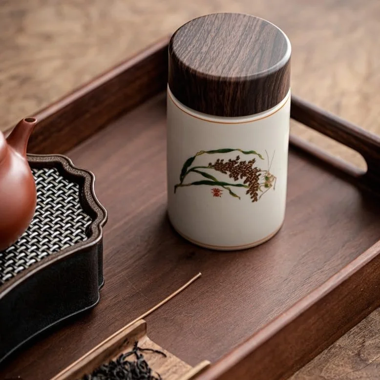 XYNSNDB Pojemnik na herbatę Ceramiczne uszczelnione puszki na herbatę Czarna herbata Puszki do przechowywania zielonej herbaty Mały zestaw do herbaty Kung Fu Akcesoria Kreatywne kanistry kuchenne
