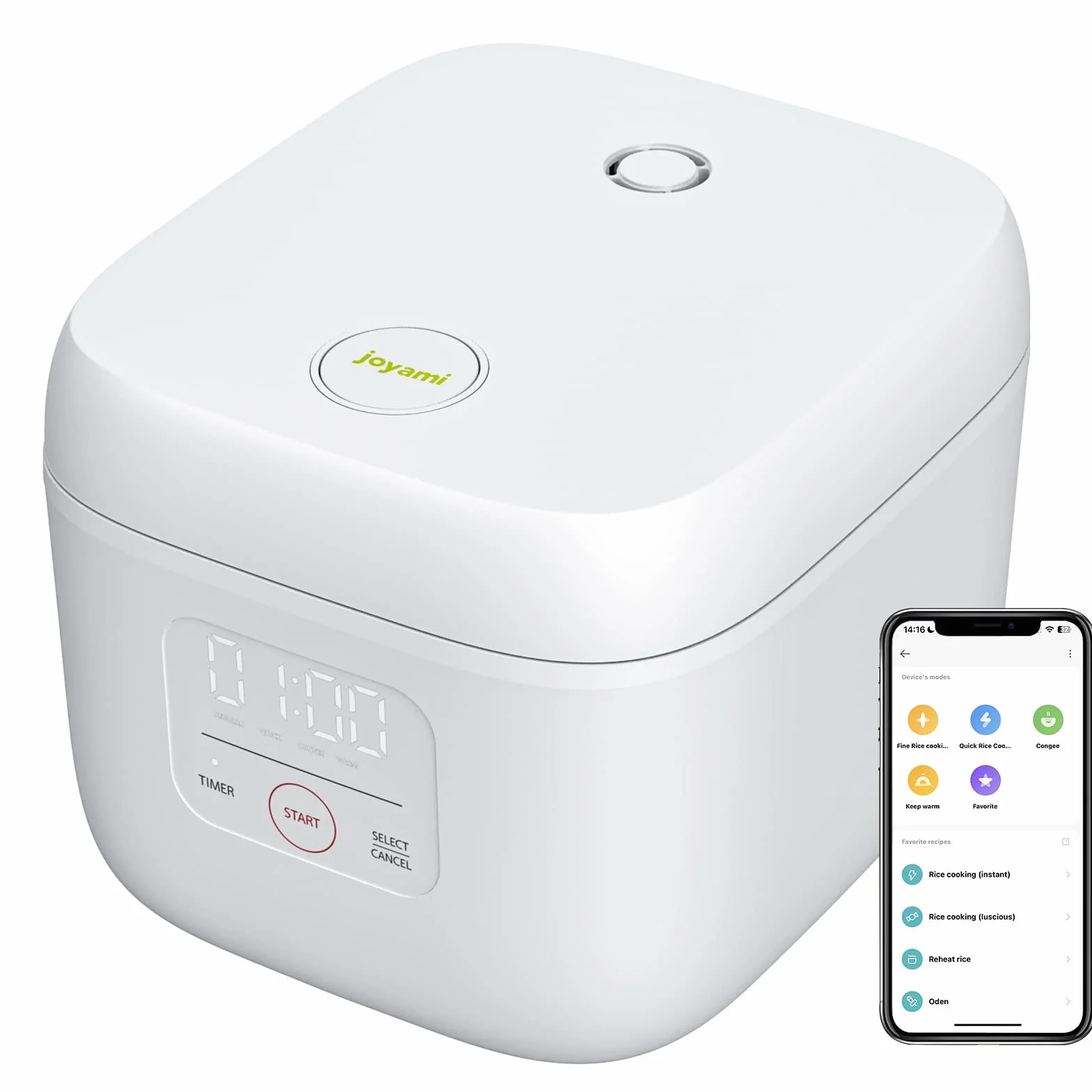 Joyami Mini Smart Ryżowar, Biały, 300W