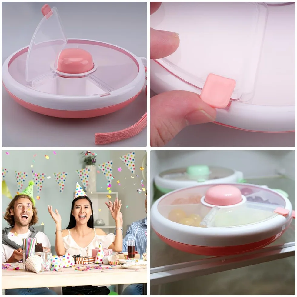 Spinner Snack Organizer obracany z przegródkami na przekąski różowy
