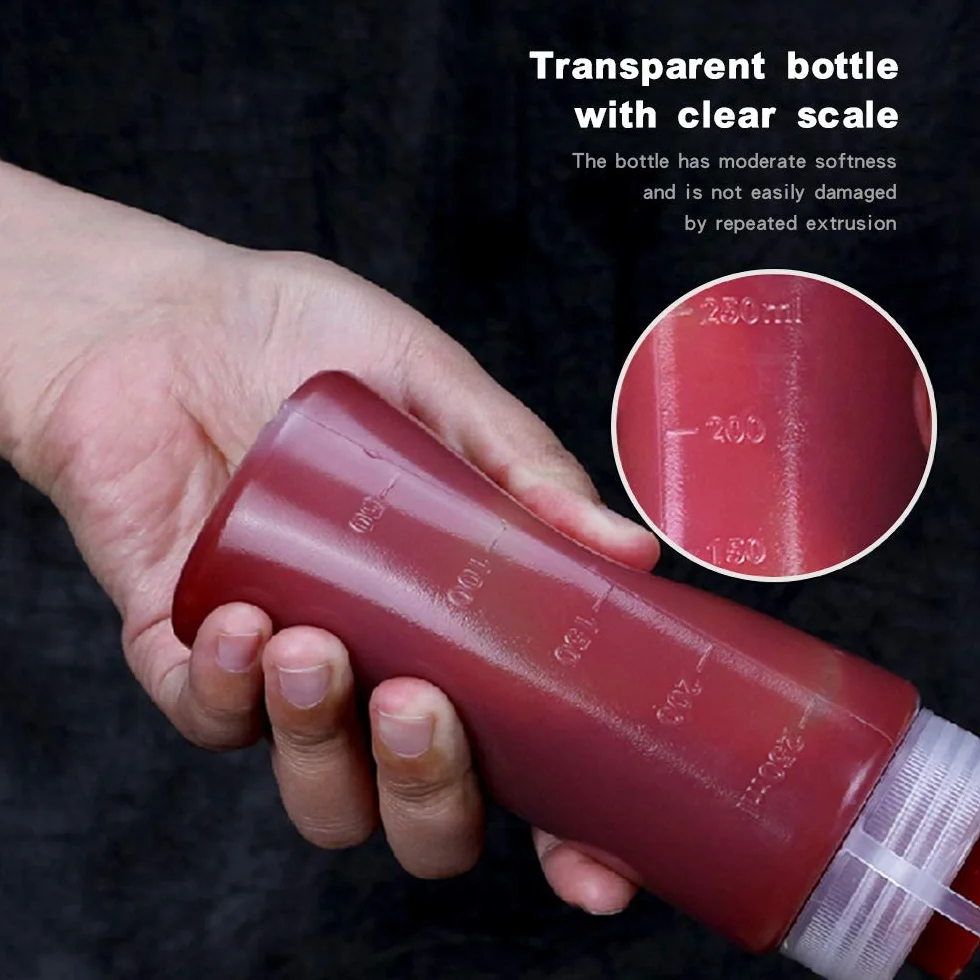 Butelki do wyciskania sosów, 6 opakowań 250 ml / 250 ml mała butelka na przyprawy z dyszą - bez BPA, bez wycieków, nadaje się do gotowania, farby, pieczenia, grilla, sosu, ostrego sosu, oliwy