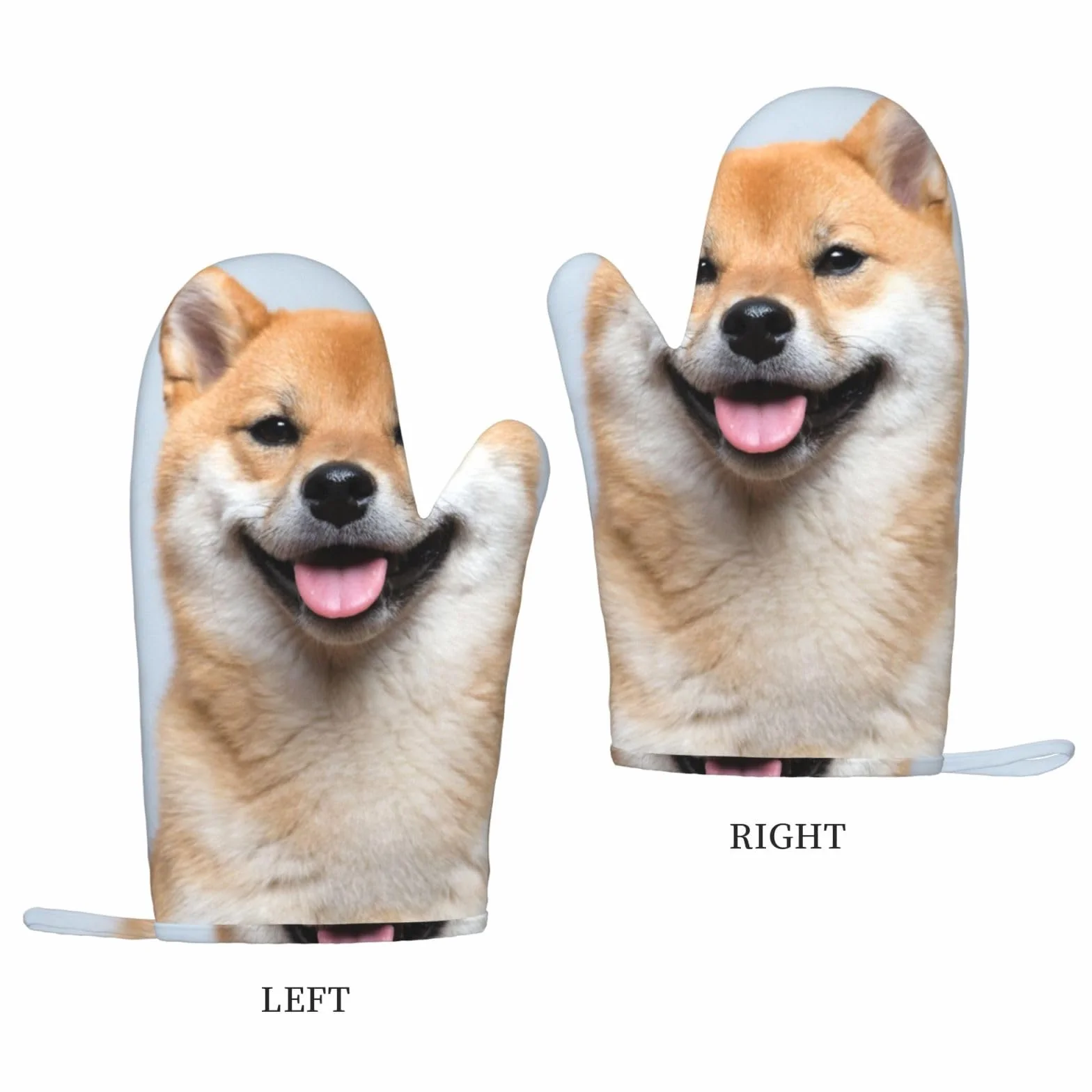 Uśmiechnięty nadruk Shiba Inu rękawice żaroodporne i podkładka wielokrotnego użytku rękawice kuchenne