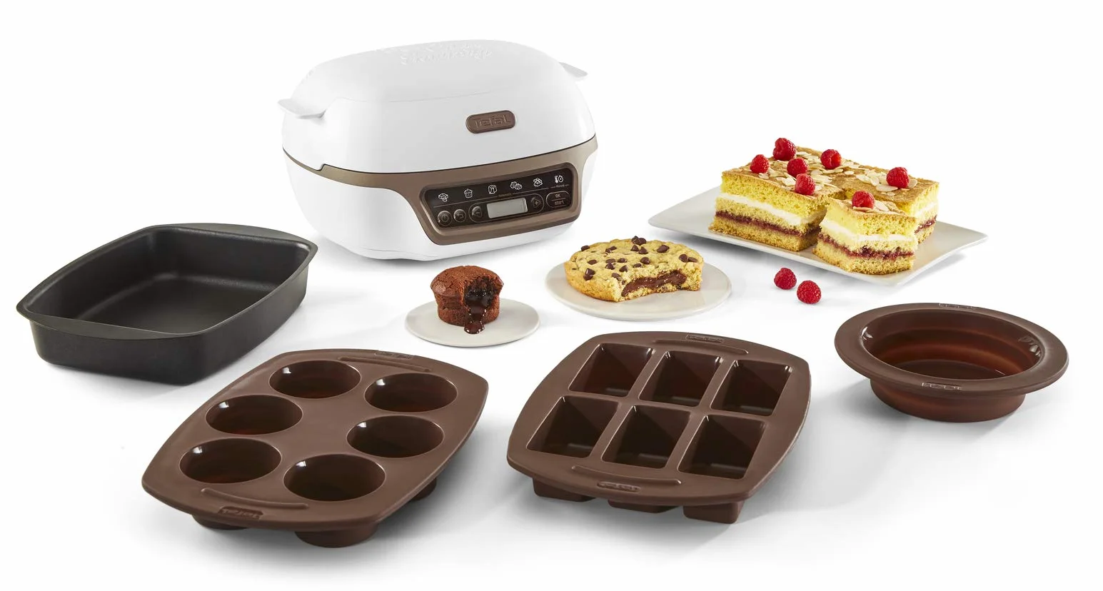 Tefal KD802112 Cake Factory Maszyna do Ciasta, Aluminium, 1100 W, L, Biały/Brązowy