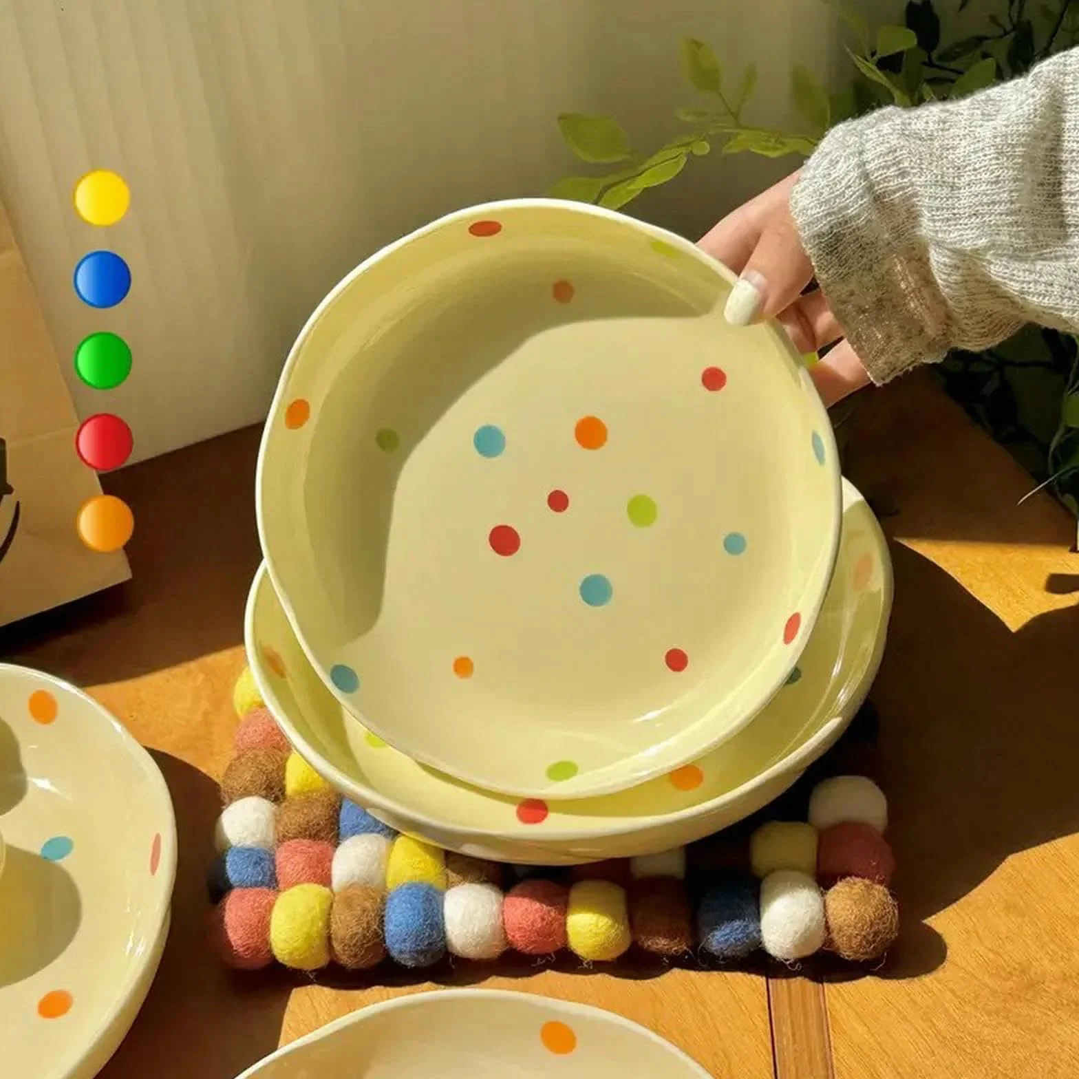 Ceramiczna kolorowa bąbelkowa podszkliwna kolorowa miska do zupy domowe wykwintne talerze wysokotemperaturowe - [2] 20 cm talerze