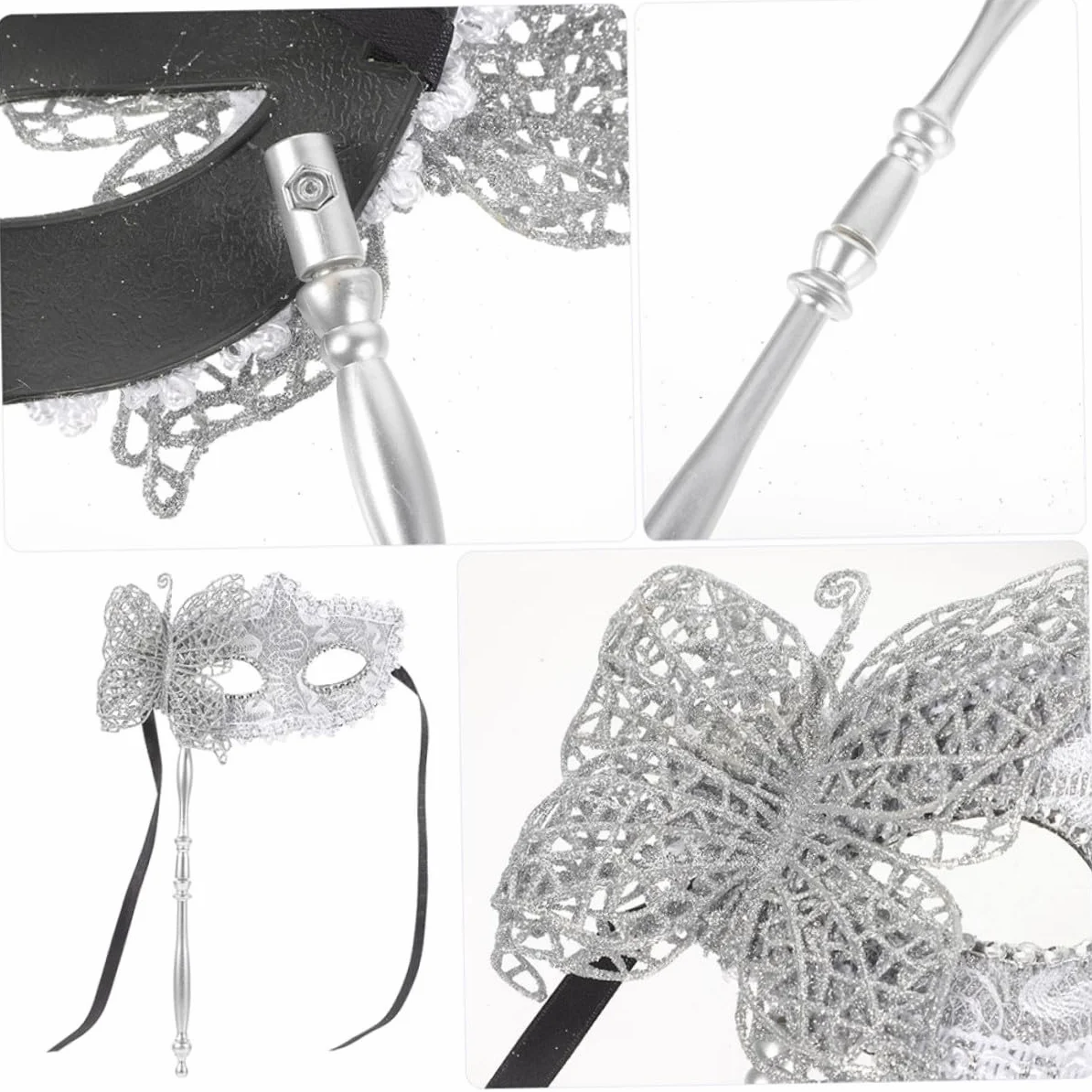 Holibanna 2 Szt. Złoto-srebrnych Ręcznie Wykonanych Masek Weneckich z Motywem Smoka Patyku Maski Przyjęcia Maskaradowe i Cosplay dla Par Unikalny Design Do Występów i Imprez
