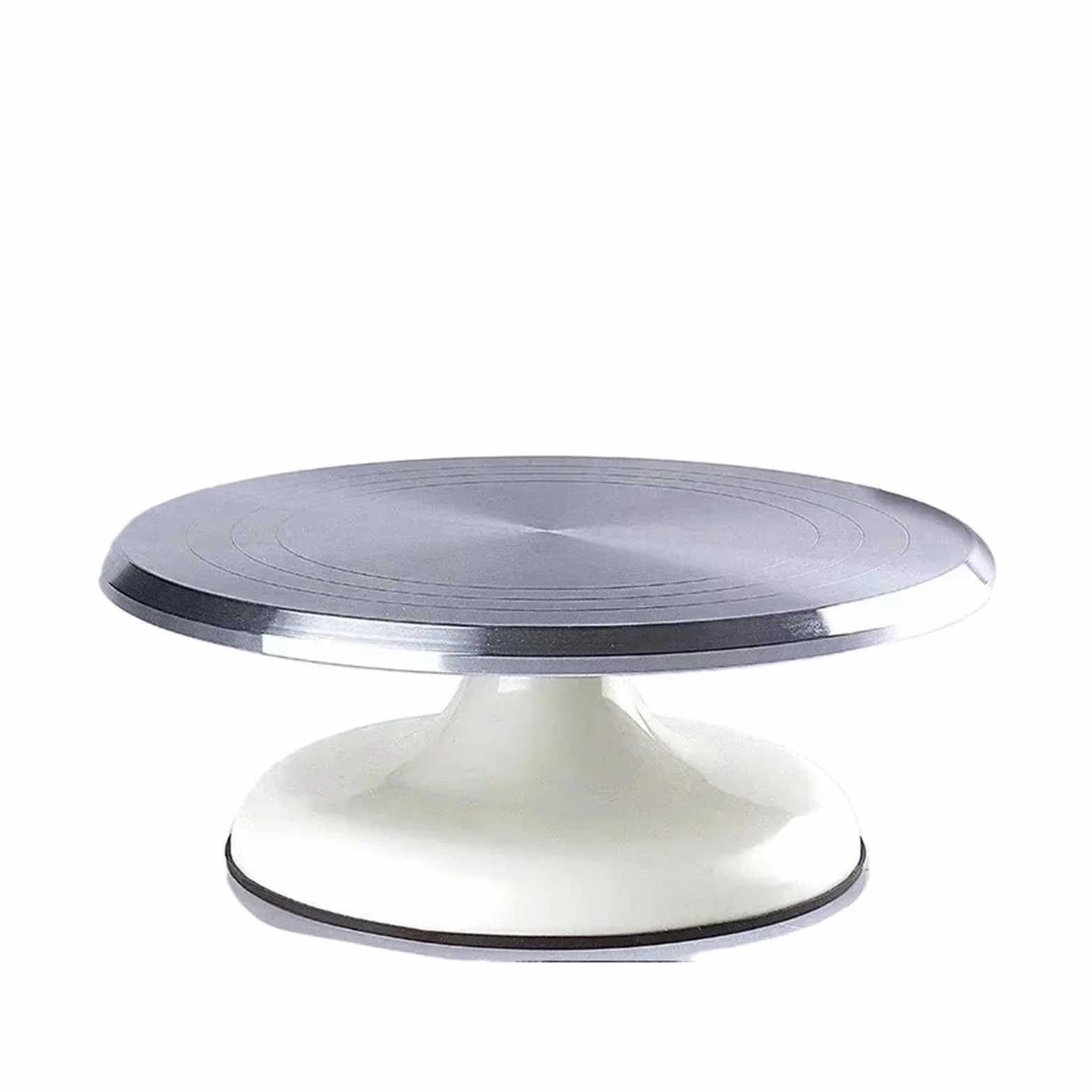 Aluminiowy gramofon do ciasta, 25 cm, idealny stojak na ciasto na profesjonalne narzędzia do rozczesywania, idealny do pieczenia ciasta (biały)