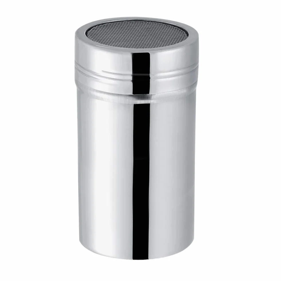 Shaker do Cukru w ​​​​Proszku ze Stali Nierdzewnej, Shaker do Cukru Cynamonowego Cukier Puder w Proszku Mąka Kakaowa Przesiewacz do Kawy Narzędzia Kuchenne Pokrywa Shaker (L)