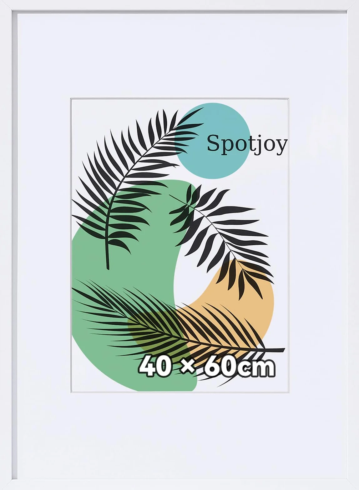 Ramka na zdjęcia 40 x 60 cm, zestaw 1 szt., ramka na plakat z passe-partout, drewniana ramka na dokumenty, stabilna rama z płyty MDF ze szkłem akrylowym, biała