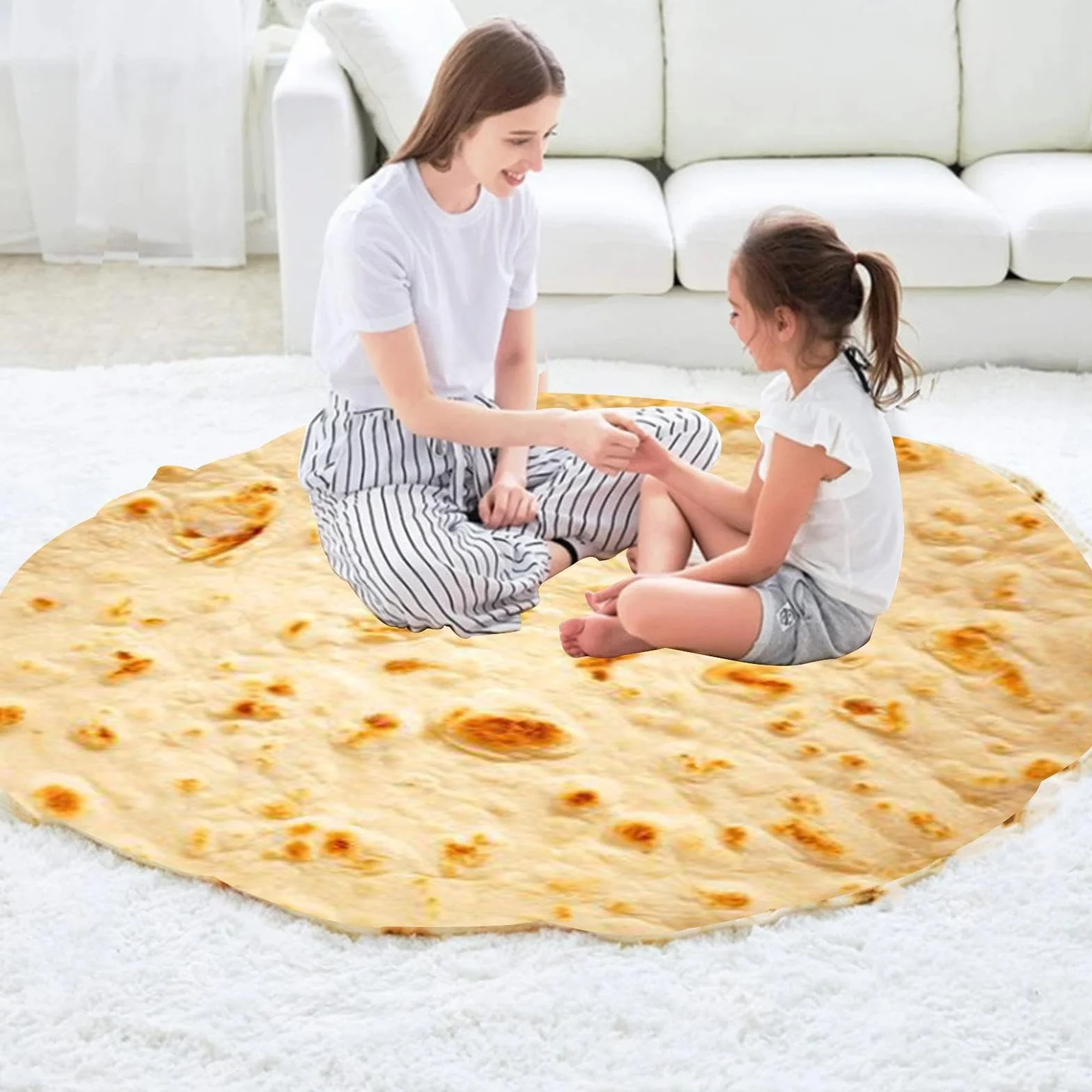 Koc do rzucania i owijania, miękki aksamitny koc Taco, duży okrągły burrito owijany dla dorosłych i dzieci, realistyczny tortilla taco