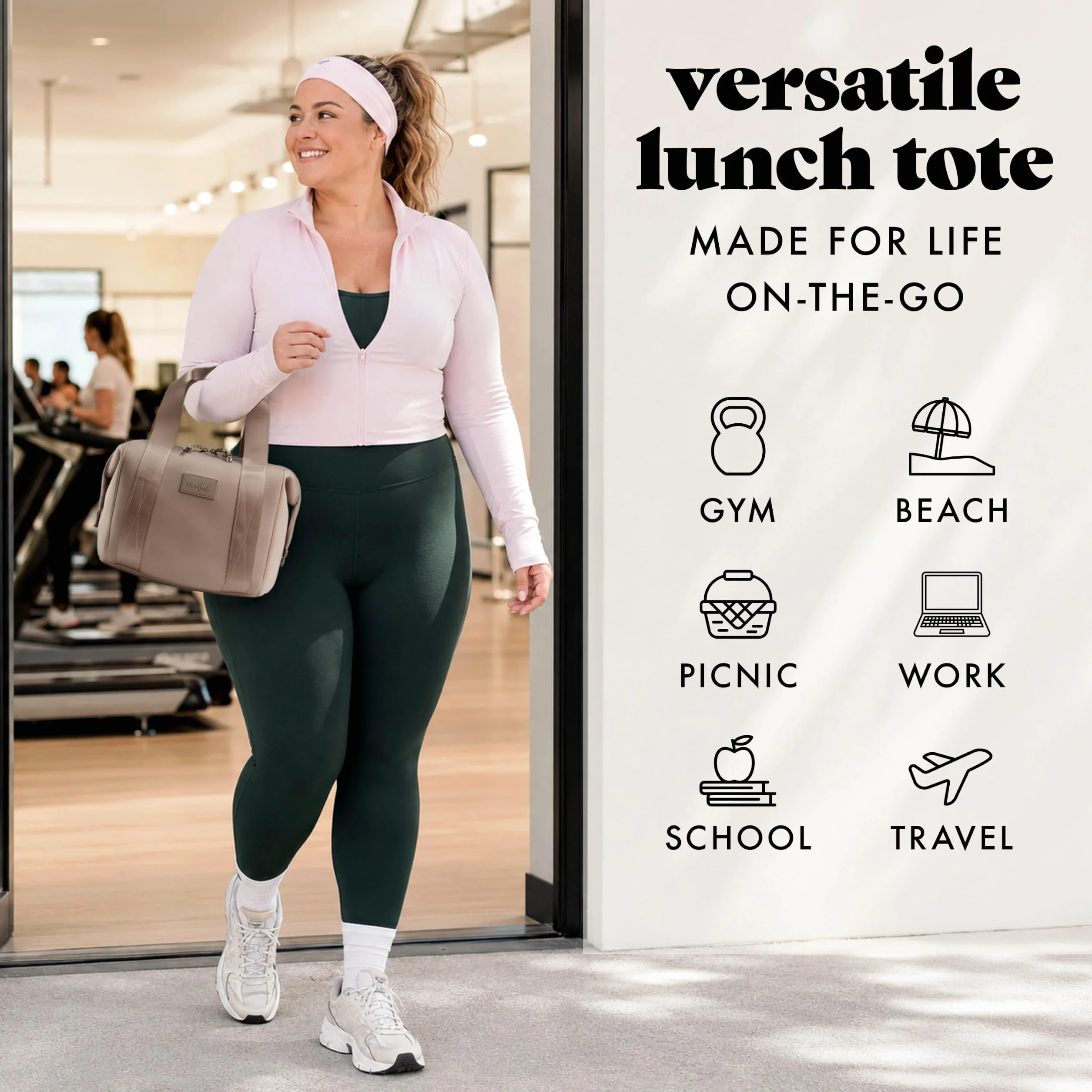 Fit & Fresh Neoprenowa torba na lunch dla kobiet, izolowana damska torba na lunch do pracy, odporna na rozdarcia i plamy, duże pudełko na lunch z pojemnikami i lodem, można prać w pralce torba na