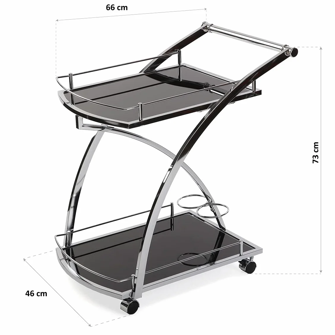 Versa Stojak na wino koła do serwowania szklany metalowy 66 cm czarny biały