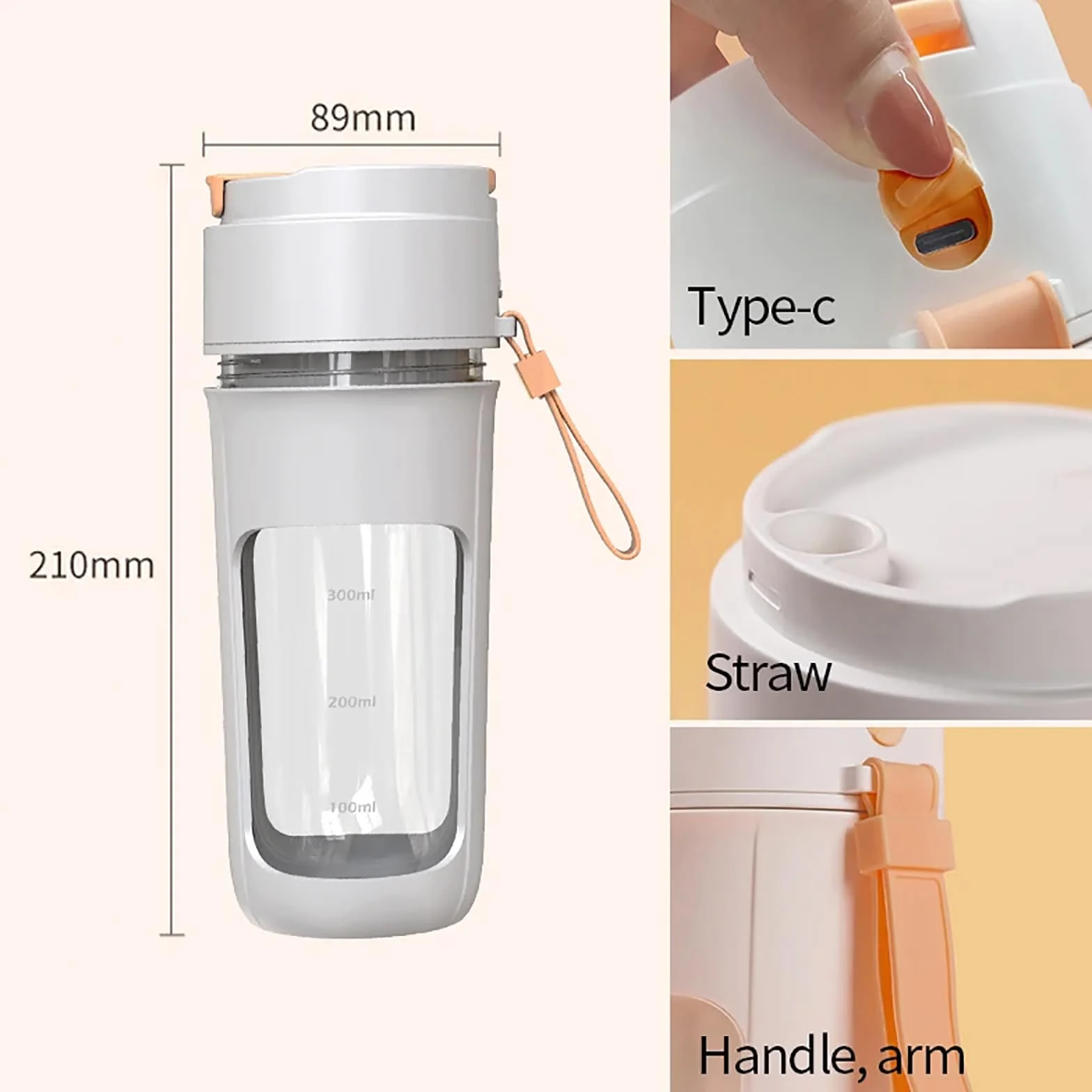 Mini Kubek Blendera, Sokowirówka O Pojemności Osobistej 350 Ml Z 8 Ostrzami, 22 000 Obr./min I Równomierne Miksowanie, Miksowanie/czyszczenie Jednym Przyciskiem, Do Siłowni, Podróży, Biura, Domu