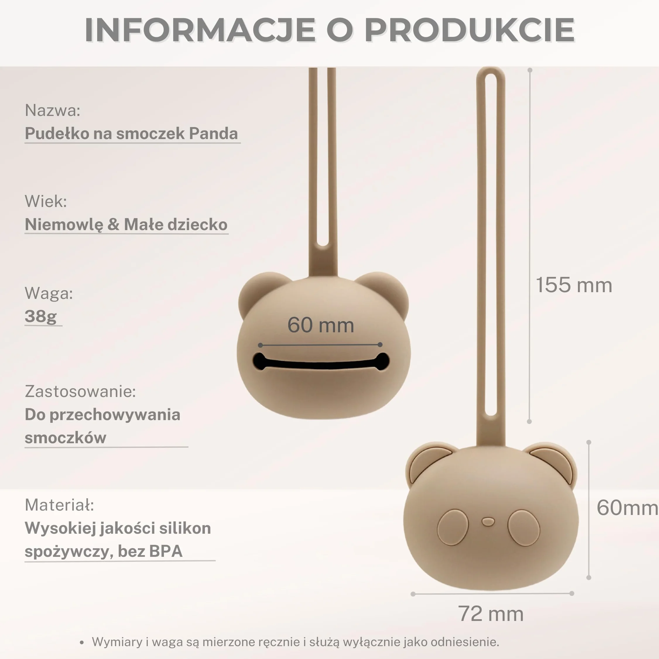 CAJA etui na smoczek 2 sztuk silikonowe bez BPA higieniczne i przenośne pudełko do przechowywania smoczków dla niemowląt i dzieci wzór panda prezent na narodziny lub wyprawkę