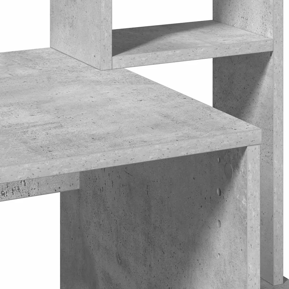 Hothingwell Biurko z półkami szare betonowe 100x45x140 cm drewno inżynieryjne | Odporna na wilgoć gładka powierzchnia, podwyższone i dolne otwarte półki, uniwersalne przechowywanie na biurko lub