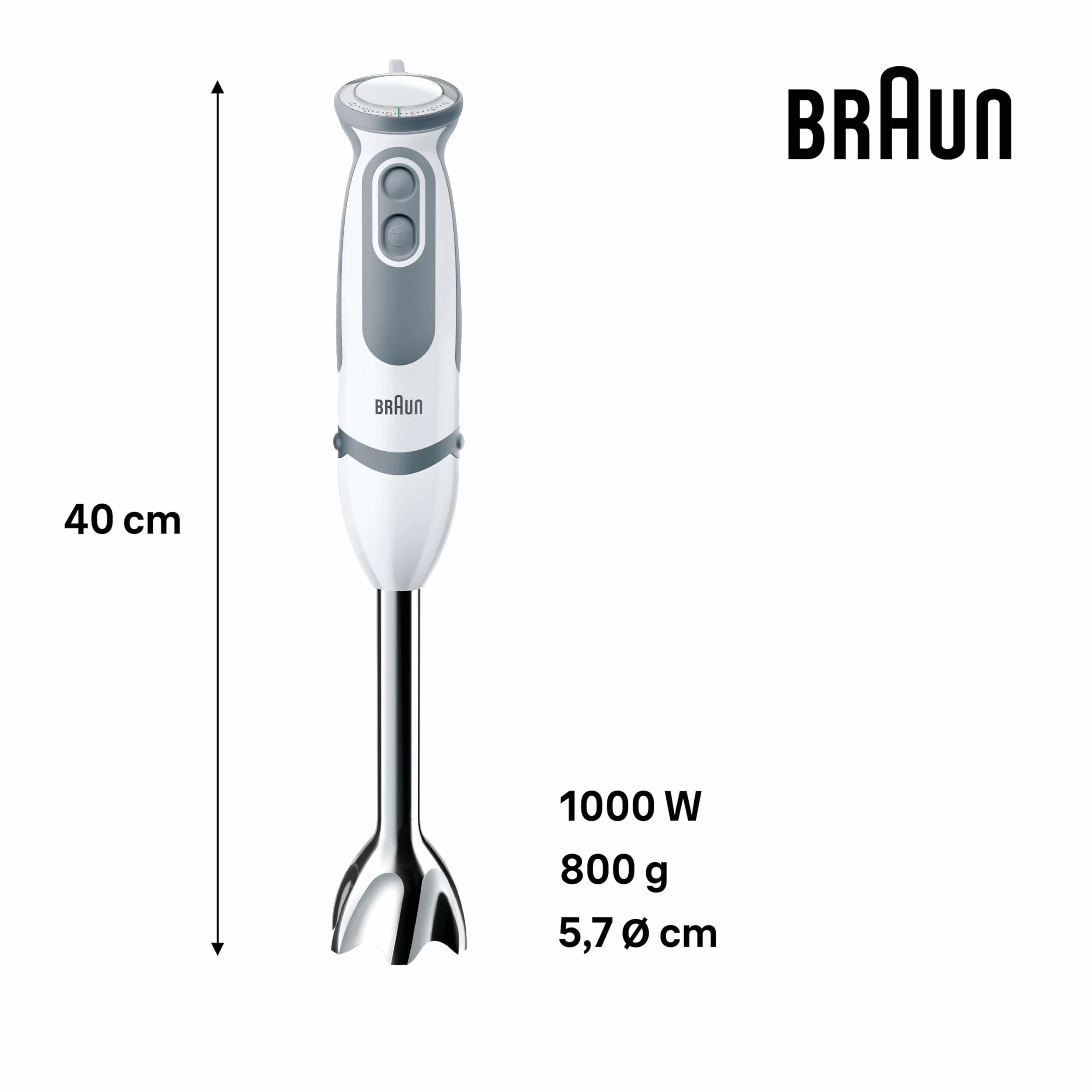 Braun Multiquick 5 Vario Blender Ręczny z Akcesoriami, Biały, 600 ml