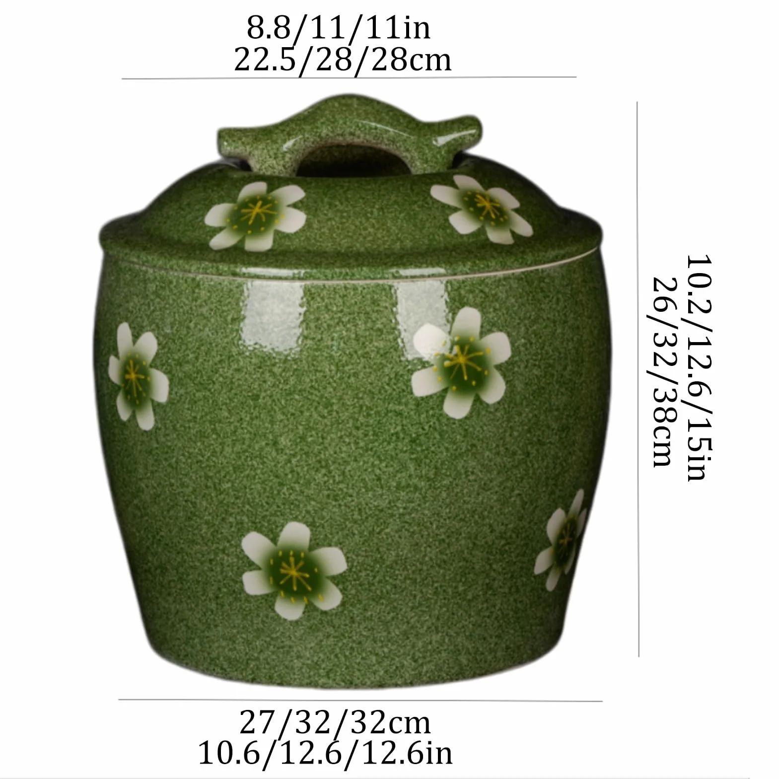 Ceramiczny Storage Container, Pojemnik do przechowywania z Pokrywką, Pojemnik na Musli o Dużej Pojemności do Fasoli, Kukurydzy, Pszenicy, Płatków Owsianych, Pojemnika(12.6x12.6in/32x32cm)