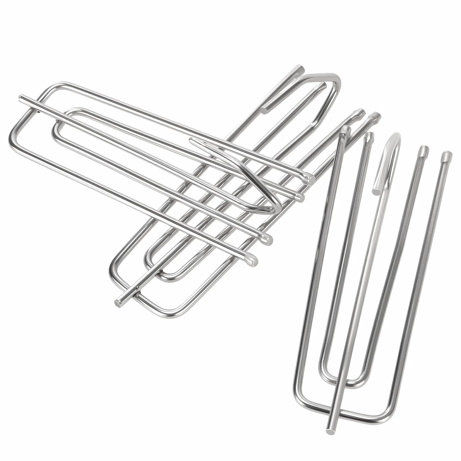 SINJEUN 150 sztuk hakowych do zawieszania zasłon ze stali nierdzewnej, metalowe haki do zasłon, 75 x 30 mm, srebrne klipsy do fałdowanych zasłon, do zawieszania zasłon i kółek do toru zasłonowego