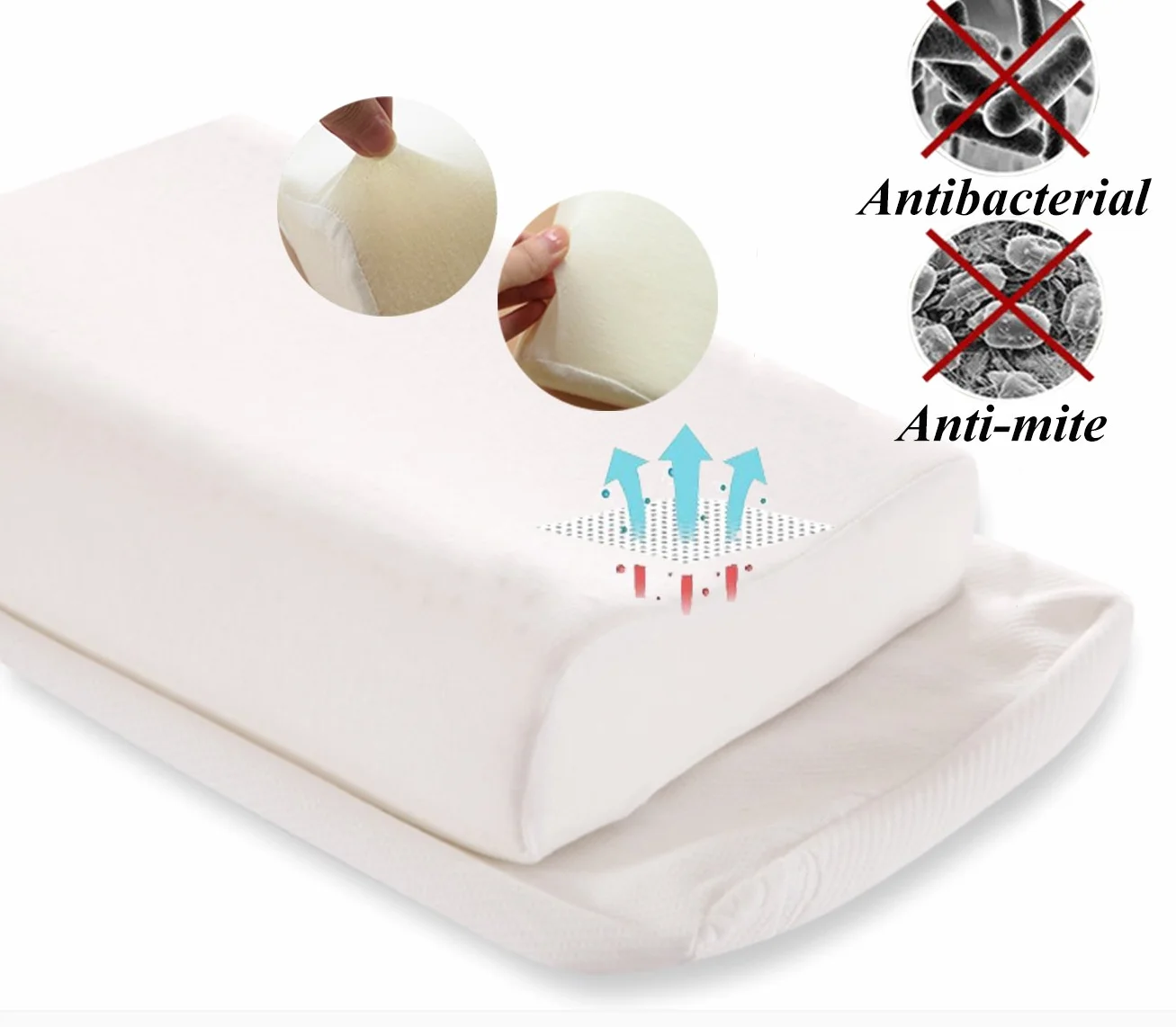 Poduszka z Pianki Memory Foam Wysoka Gęstość Ergonomiczna do Spania z Poszewką Bambusową