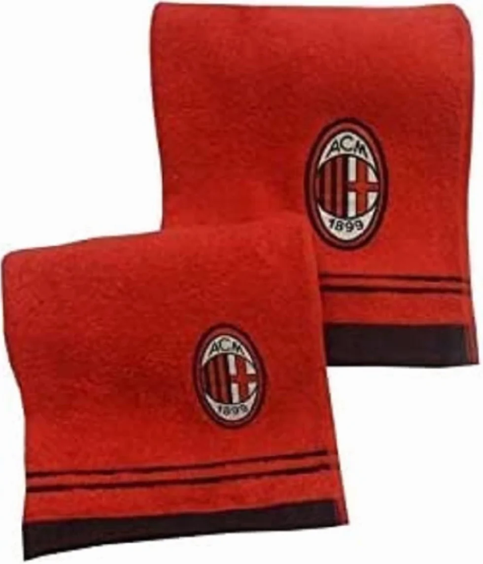 AC Milan zestaw ręczników frotte 100% bawełna czerwony czarny 100x60 cm