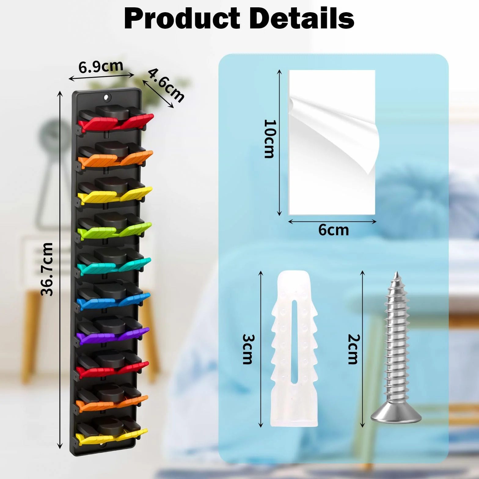 Wieszak na czapkę ścienną do 20 czapek z daszkiem ze śrubami