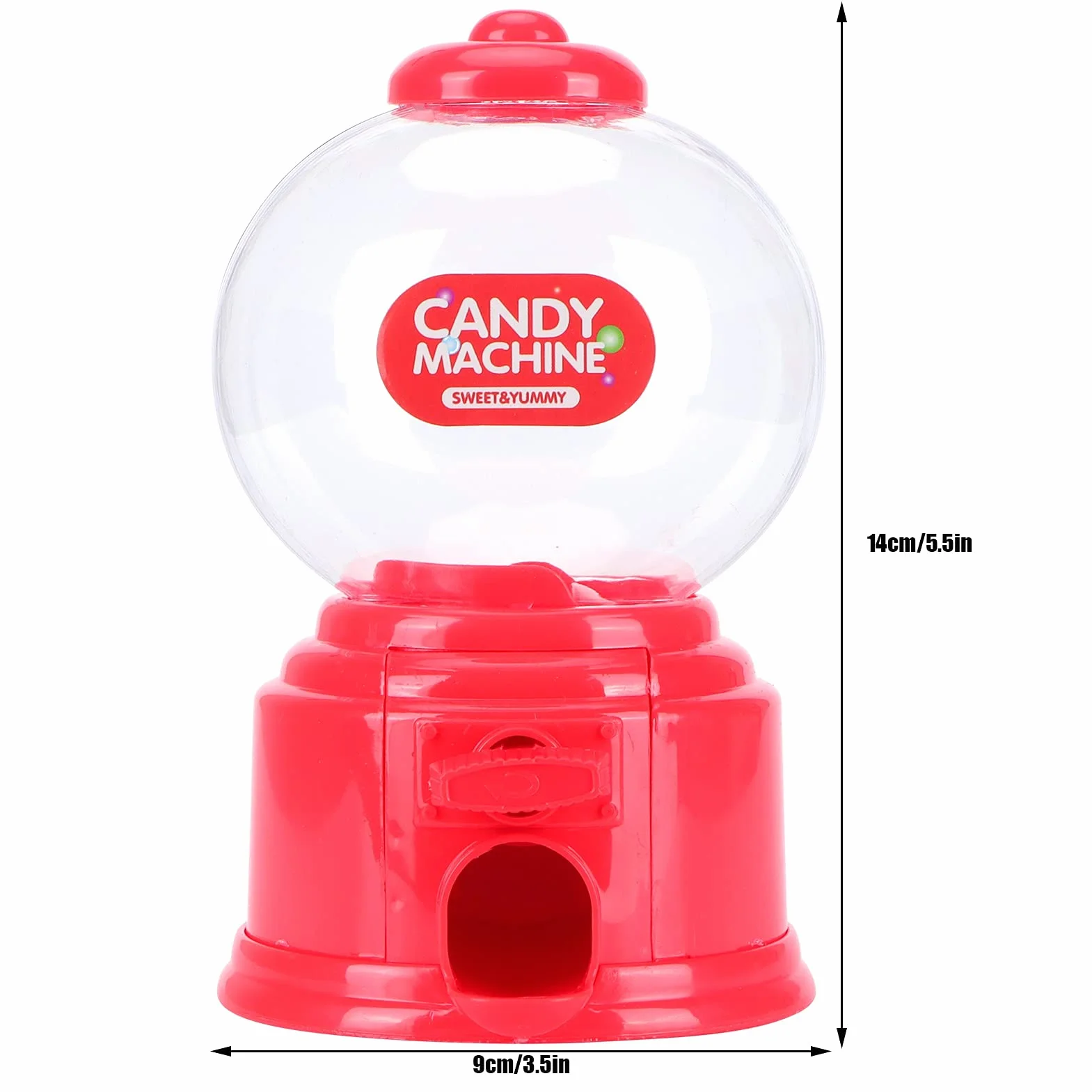 Plastikowa guma do żucia, dozownik słodyczy na automatach do żucia, banka, mini słodycze, retro, na monety, maksymalna średnica słodyczy: 1,5 cm (czerwona)