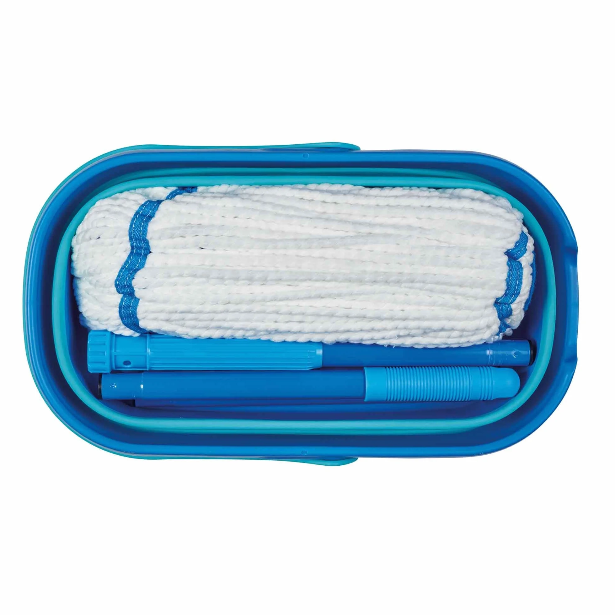 Spontex Ultra kompaktowy zestaw mopa i wiadra, mop z mikrofibry z wbudowanym systemem samoczynnego wyciskania, składane wiadro 10 l, do czyszczenia podłóg laminowanych, drewnianych i płytek, zmywalna