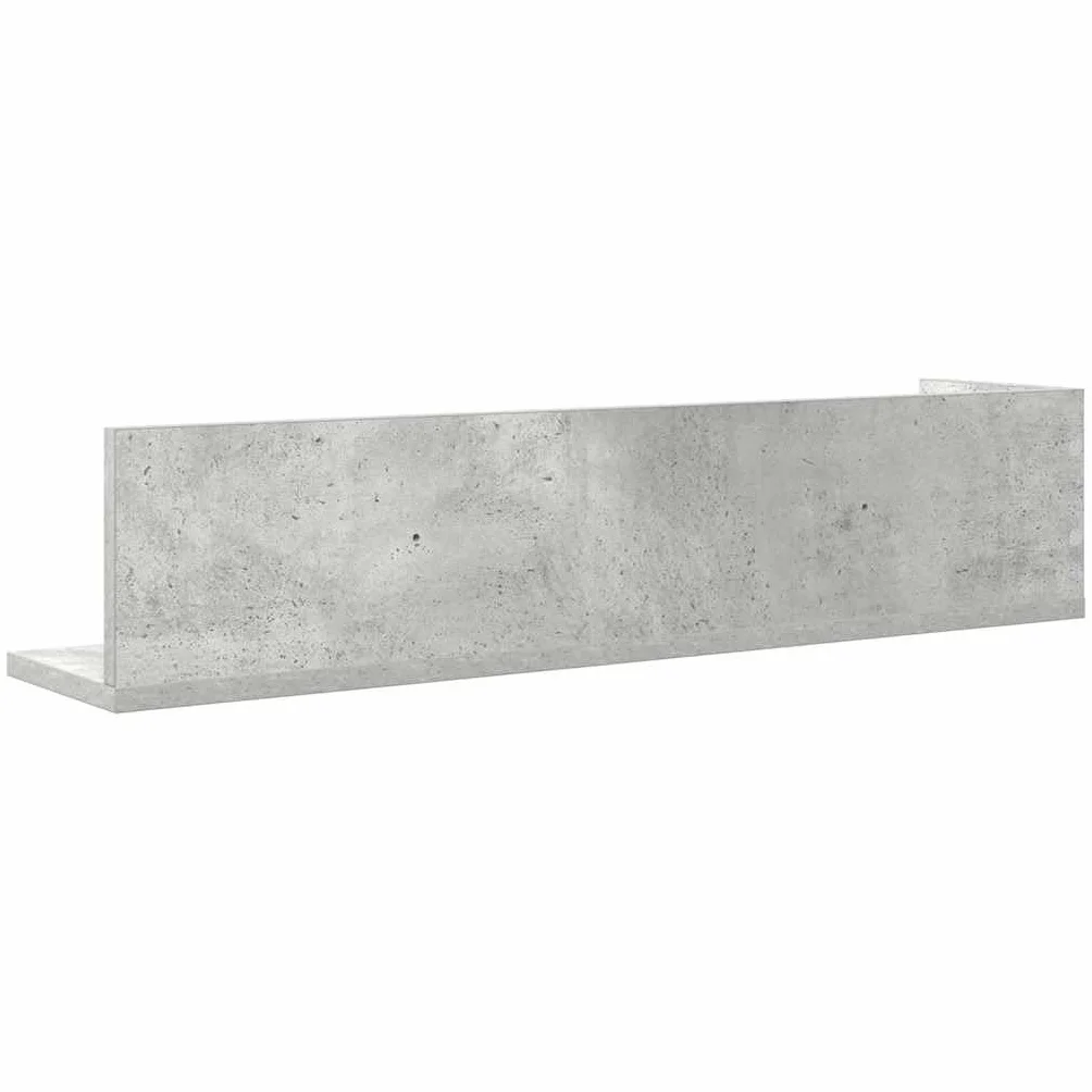 Regały ścienne, 2 szt. szary beton, 75 x 16,5 x 16,5 cm, materiał drewnopochodny, półki wiszące w kształcie litery L, uniwersalny montaż ścienny do salonu, sypialni, wytrzymałe i trwałe