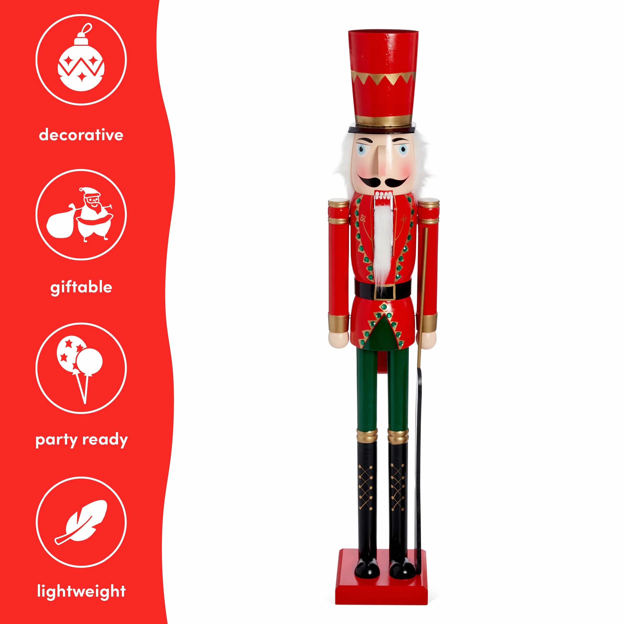 THE TWIDDLERS Gigantyczny Drewniany Świąteczny Dziadek do Orzechów ze Stojakiem (Rozmiar Życia 120cm) - Tradycyjna Dekoracja Świąteczna - Solidna i Najwyższa Jakość