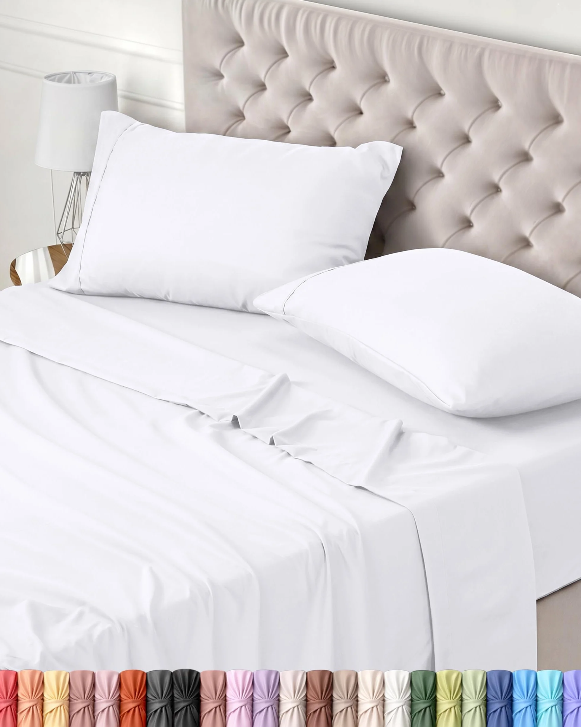 Utopia Bedding 4-częściowy zestaw prześcieradeł 180x200cm Biały mikrofibra