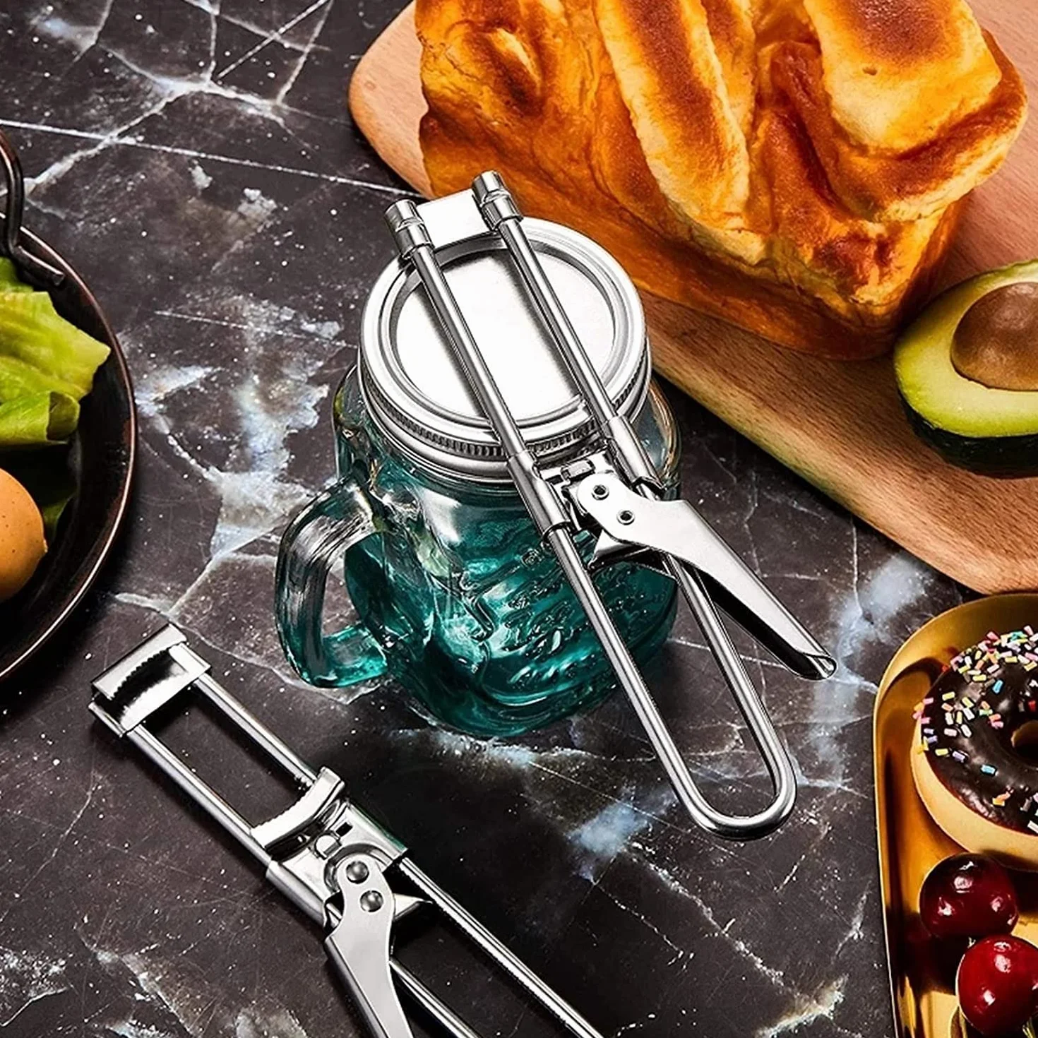 Otwieracz do puszek Otwieracz do puszek Otwieracz do puszek ze stali nierdzewnej Profesjonalna regulowana wielofunkcyjna pokrywka do piwa Twist Off Jar Otwieracz do wina Narzędzia kuchenne (kolor: b