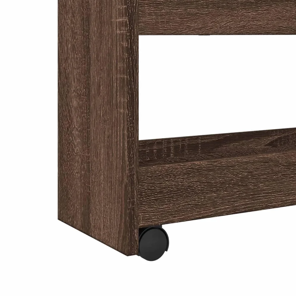Meble Przedmiot dom Wąski wózek do przechowywania 4-poziomowy brązowy dąb Engineered Wood-Furniture