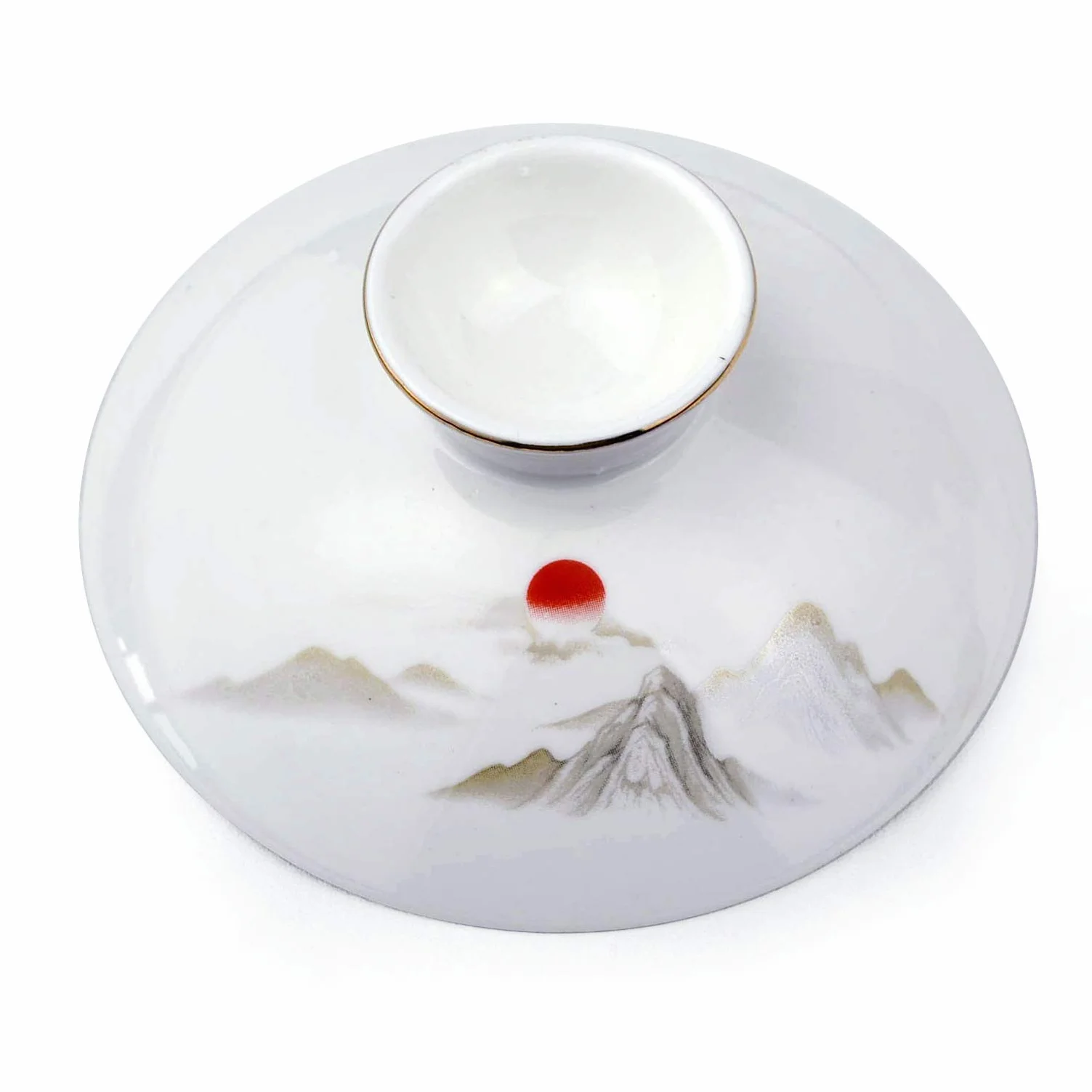 Gaiwan biała porcelana duża filiżanka 500 ml filiżanka do herbaty Sancai zestaw pokrywka słońce piękna góra (470 ml duży)