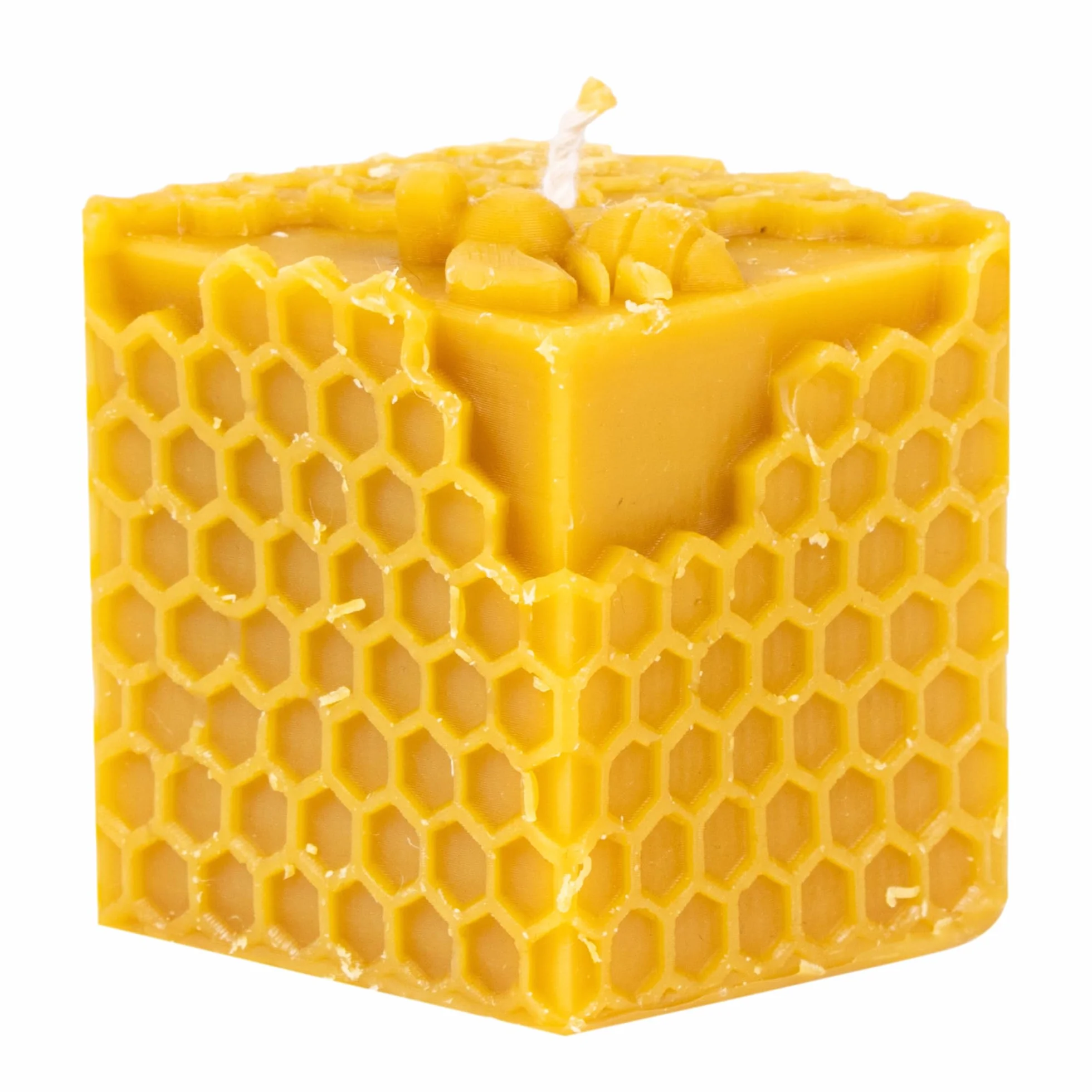 BeesWax World ręcznie wykonana – z bawełnianym knotem – 100% wosku pszczelego – dekoracyjna i trwała – różne kształty do wyboru (Pszczeli Sześcian)