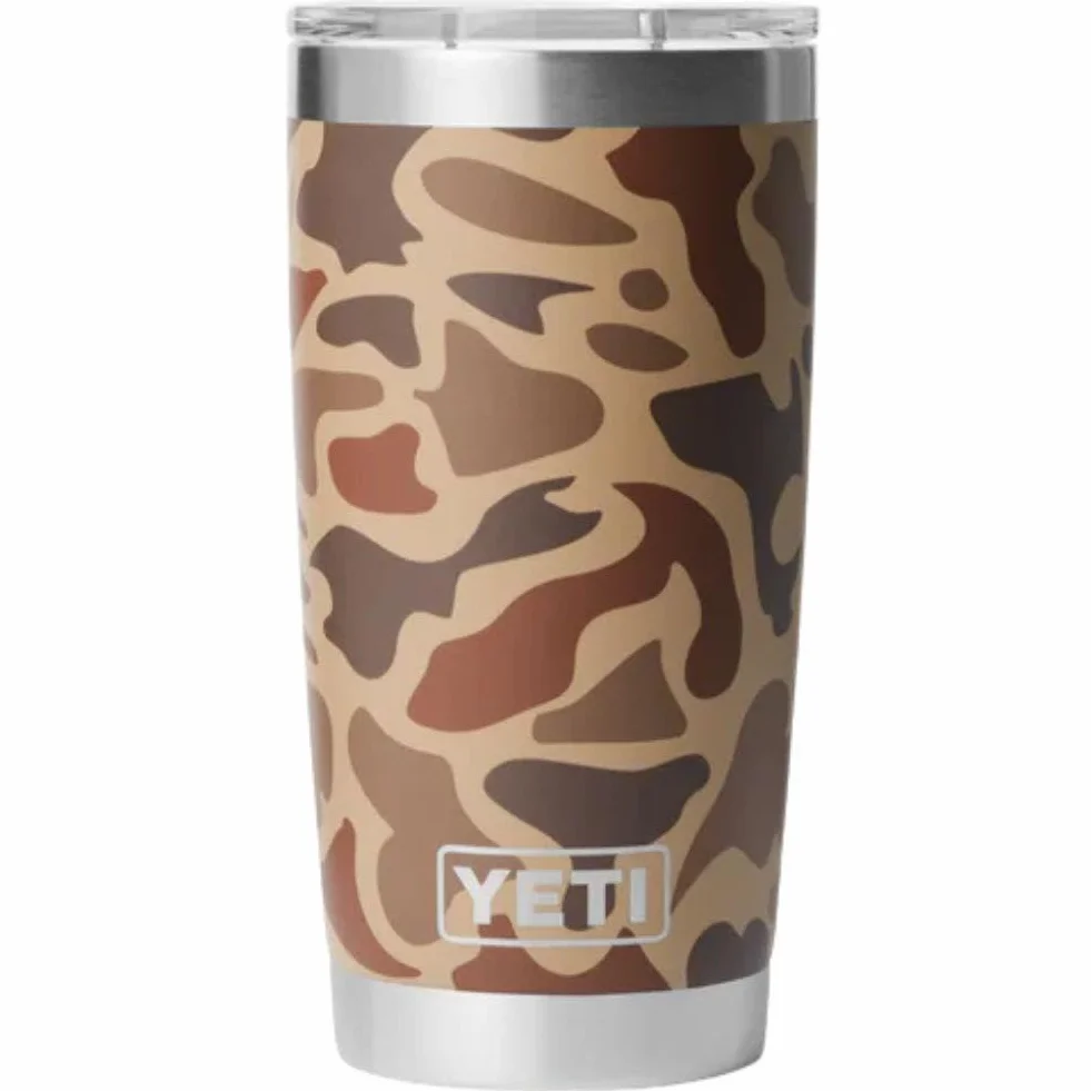YETI Rambler Tumbler, izolowany próżniowo kubek ze stali nierdzewnej z pokrywką Magslider, Wetlands Camo, 591 ml