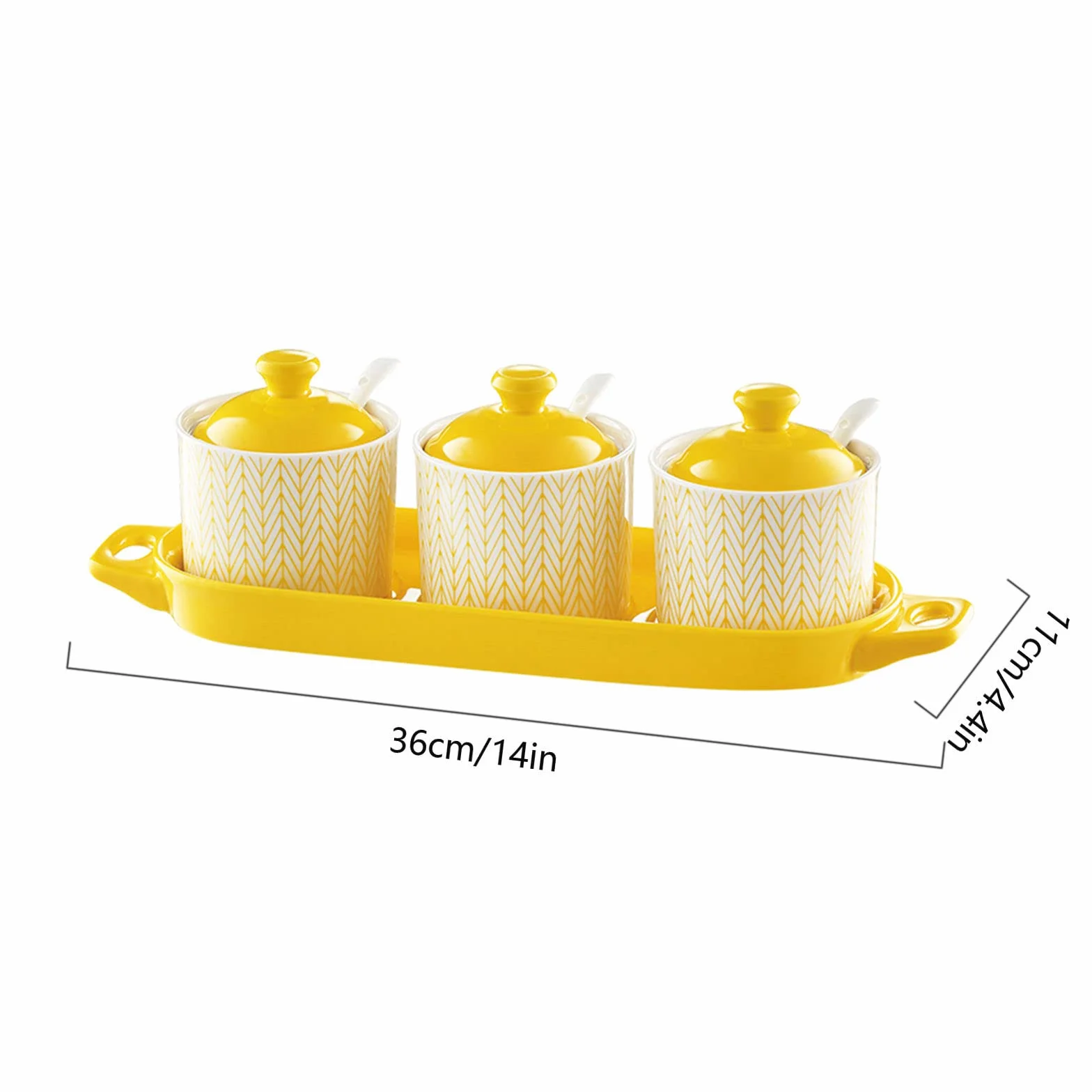 Dozownik cukiernicy, słoik na przyprawy, pojemnik cukier, 3 zestawy(Yellow)