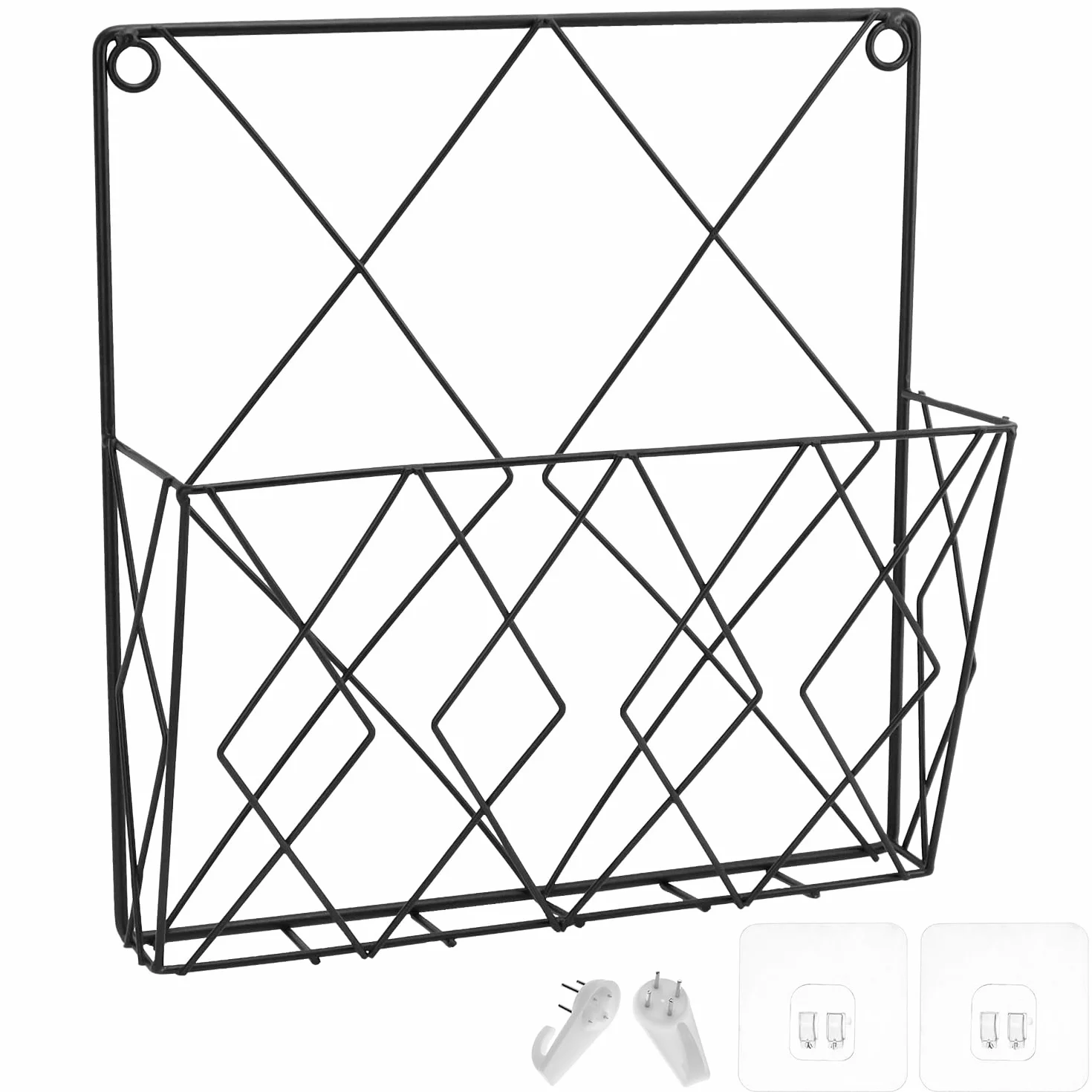 QWORK ścienny uchwyt na gazety 26x25 cm metalowy stojak czarny