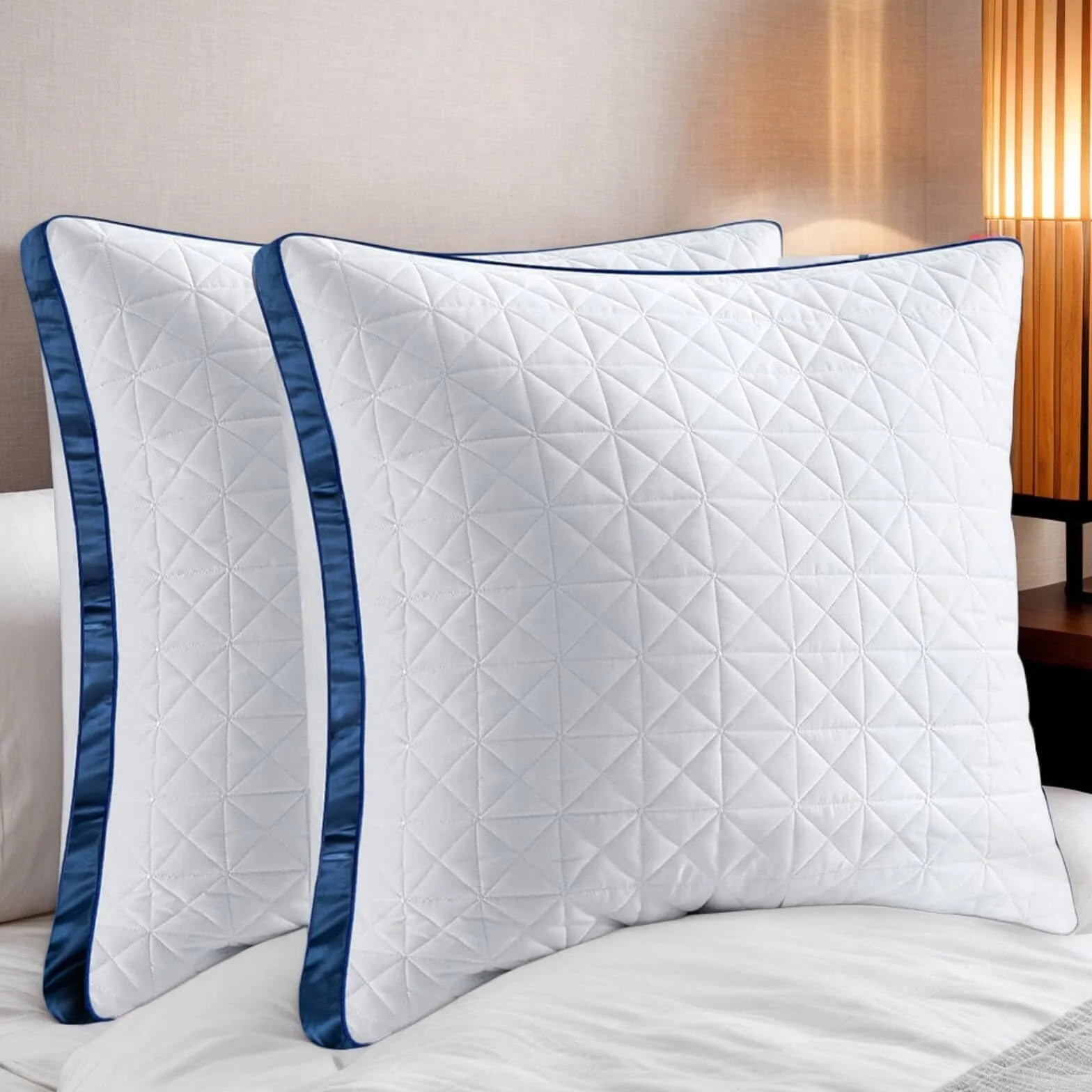 Poduszki 80x80 cm zestaw 2 szt., 2X ortopedyczne poduszki do spania na boku Poduszki pod szyję z wypełnieniem z mikrofibry premium