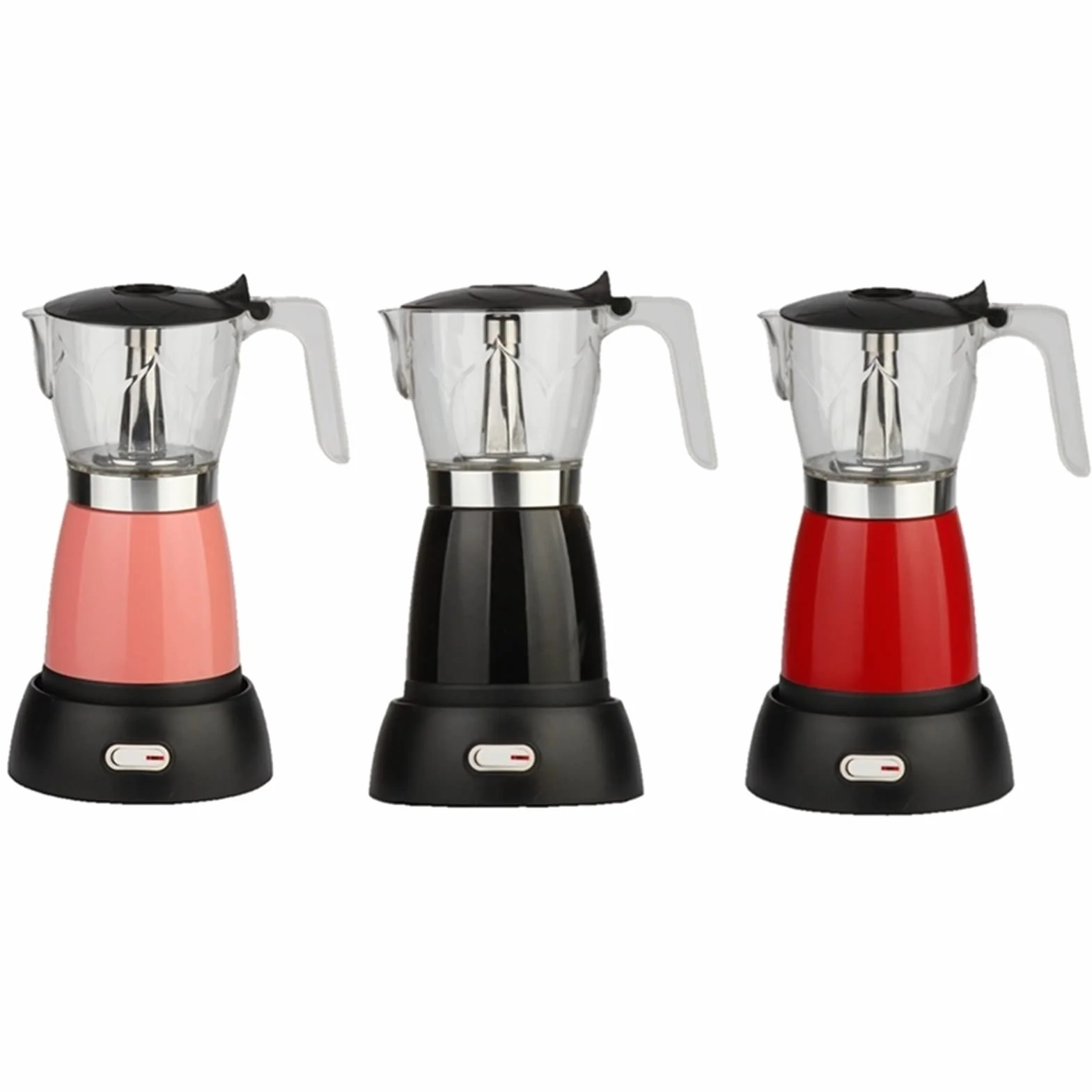 JINGYAN Dzbanek do kawy Elektryczny ekspres do kawy Mokka Ekspres Dzbanek Espresso, odpowiedni domowej kuchni i biura(Red)