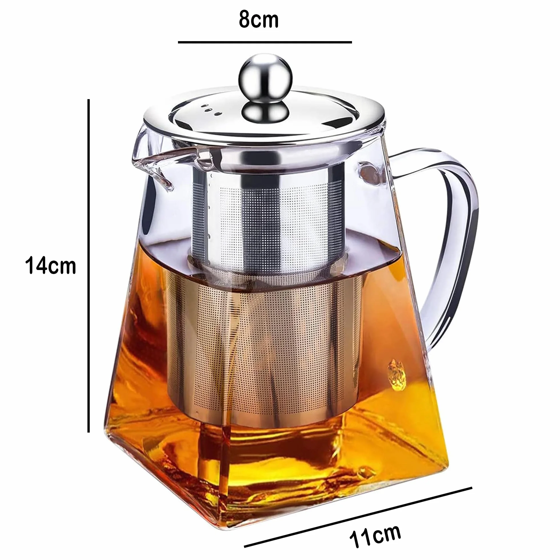 550ml Dzbanek do zaparzania herbaty, przezroczysty dzbanek herbaty ze szkła borokrzemianowego z wyjmowanymi sitkami do herbaty sypanej, odporny ciepło czajniczek
