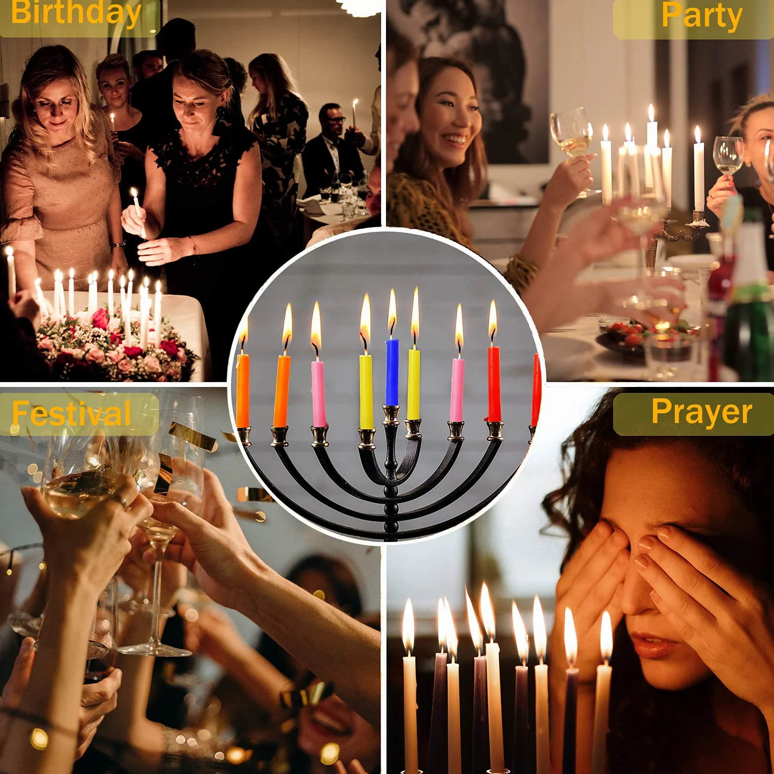 Candle 100 małych świec Dripless, świece do chimes, magii, społeczności, na urodziny, bankiet, rytuały, dekoracja imprezowa (10 kolorów), z wypalaniem bez pozostawiania śladów