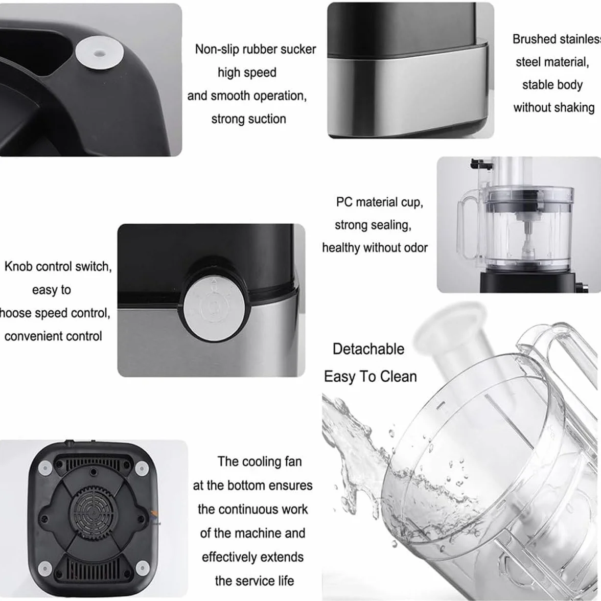 Komercyjny robot kuchenny, 5L duża elektryczna kostkarka do warzyw 600W wielofunkcyjna profesjonalna szatkownica do warzyw wielofunkcyjna maszynka do mięsa blender z 5 ostrzami ze stali nierdzewn