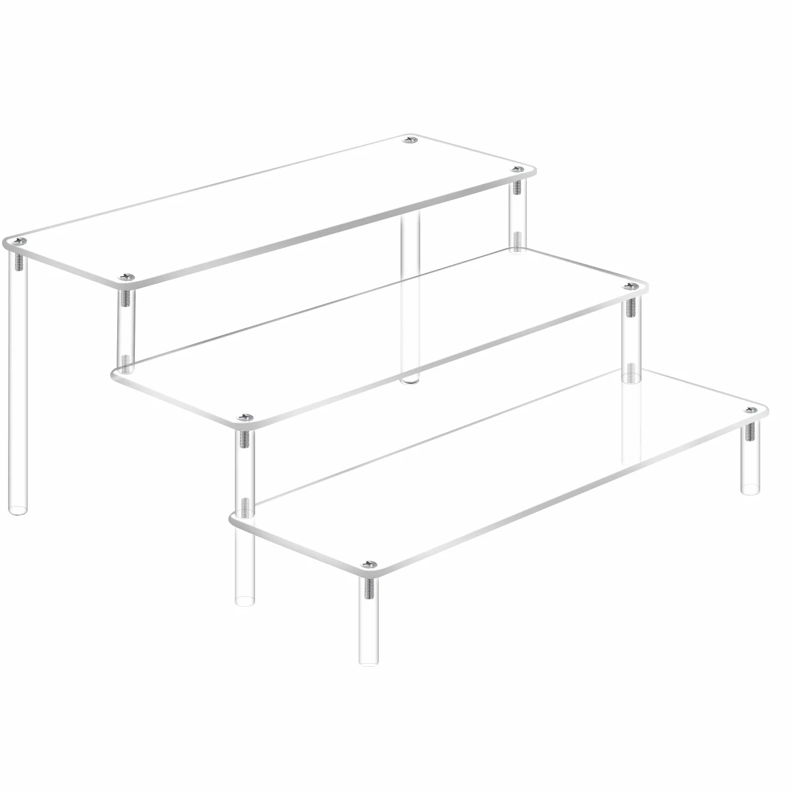 Trzy-poziomowy stojak akrylowy, organizator perfum, transparentny design, odpowiedni do prezentacji figurek, biżuterii, ciast, pomadek, lakierów do paznokci, przypraw, itp