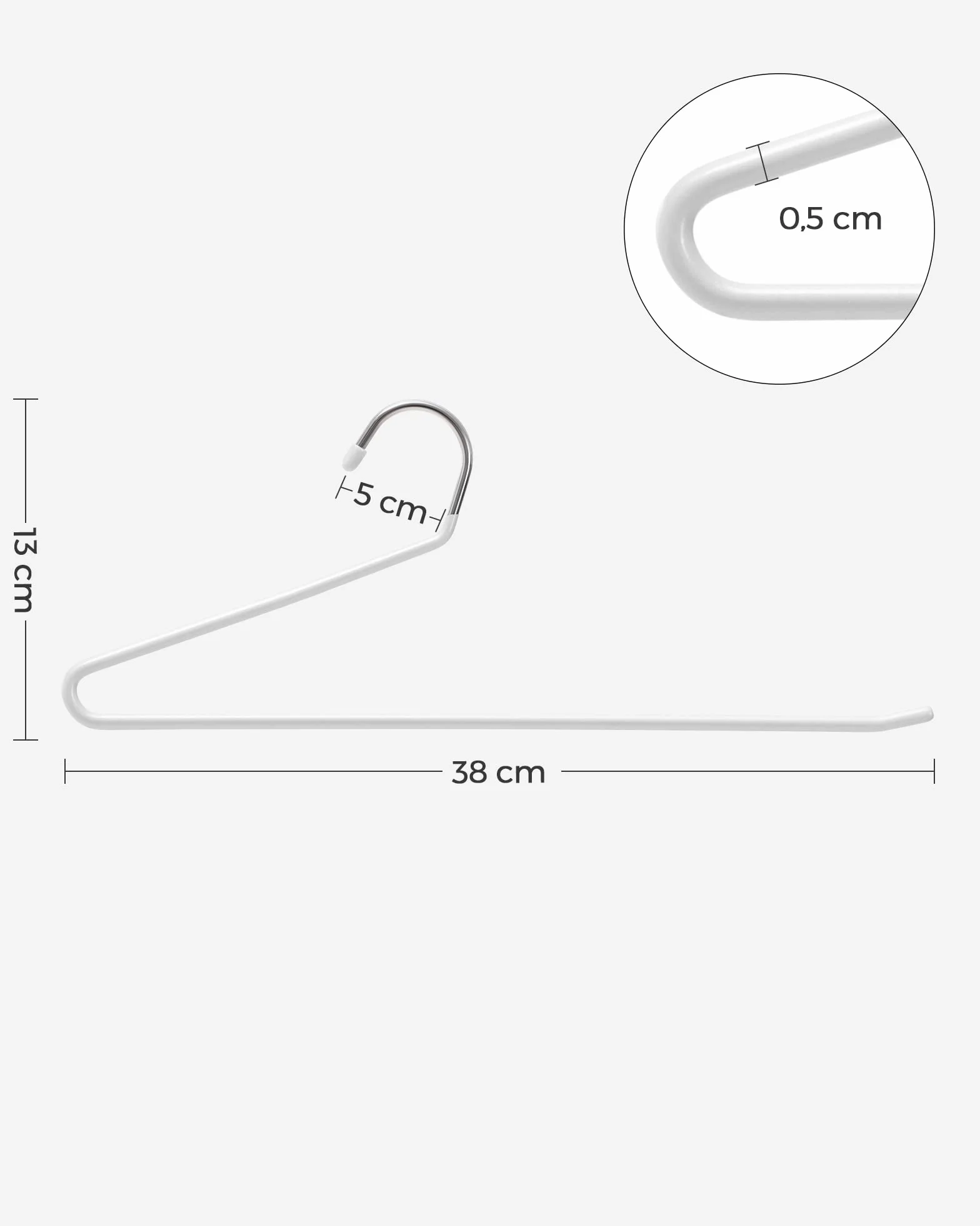 SONGMICS Zestaw 20 wieszaków na spodnie metalowe, z otwartym palcem, powłoka antypoślizgowa, oszczędność miejsca, długość 38 cm, biały CRI008W01