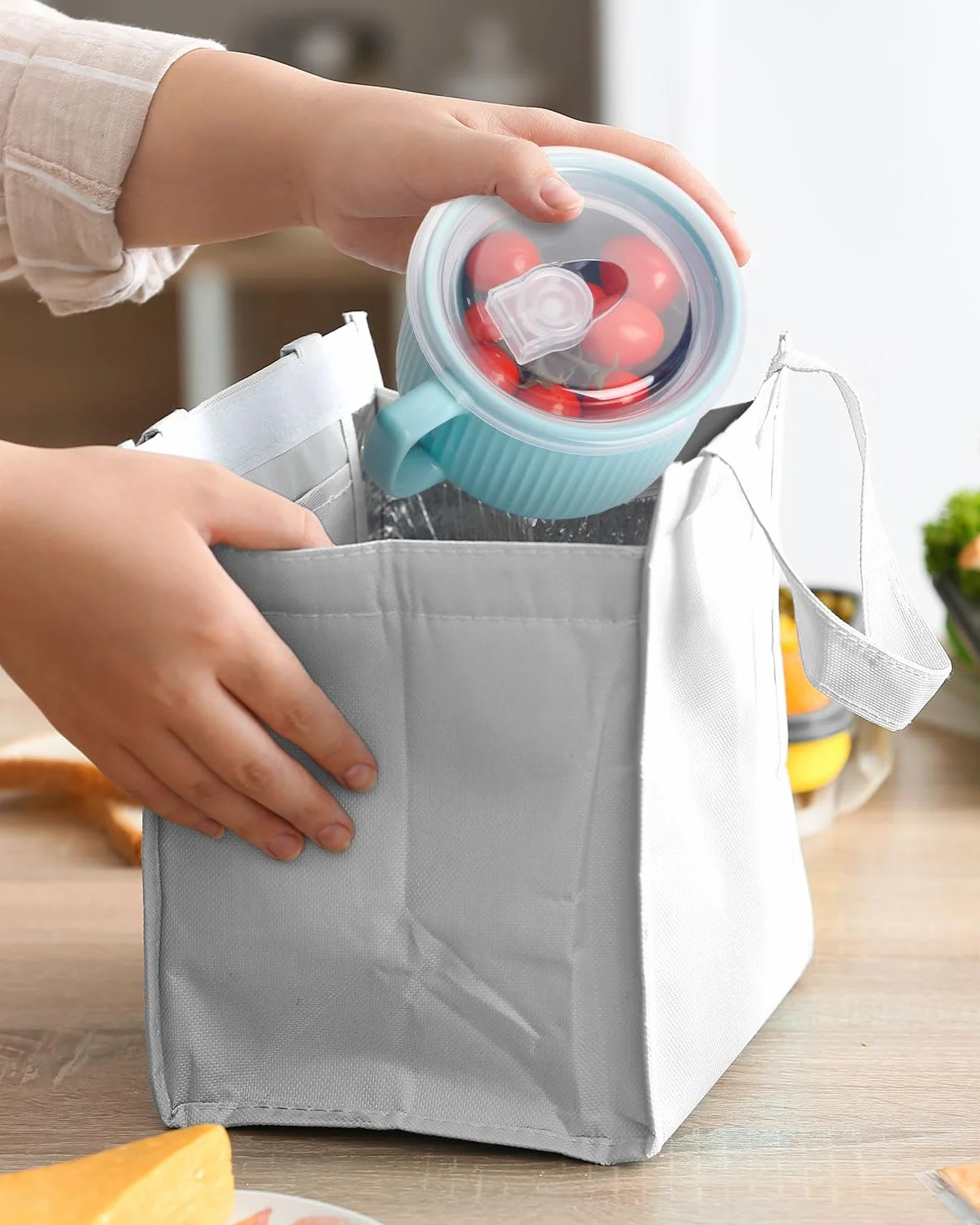 NUTRIUPS Miska do Zupy z Uchwytami 900ml - z Pokrywką do Kuchenki Mikrofalowej, na Ramen, Makaron, Owsiankę (Niebieska)