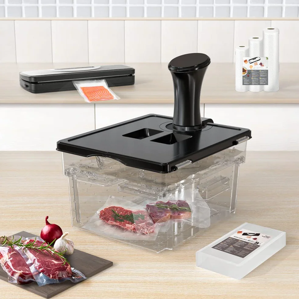 Pojemnik Sous Vide 11 L Kompletny Zestaw do Sous Vide z Pokrywą i Rackiem Trwały Akcesoria do Sous Vide Odporny na Wysokie Temperatury bez BPA Kompatybilny ze Różnych Marek Cyrkulatora Zanurzenie