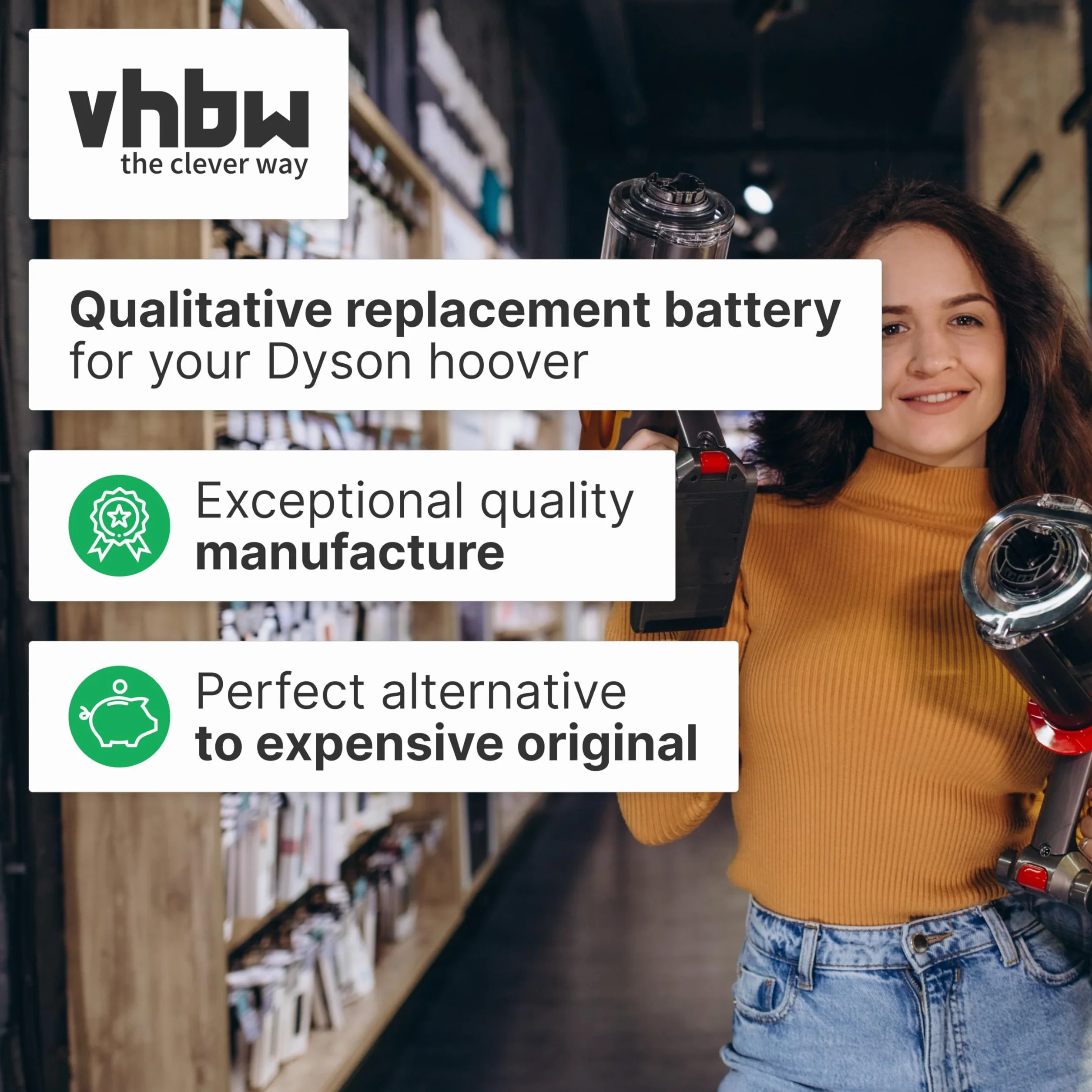 vhbw Akumulator kompatybilny z odkurzaczem Dyson V11 Absolute Extra, Absolute+, 2020 (3600 mAh, 25,2 V, litowo-jonowy, ciemnoszary)